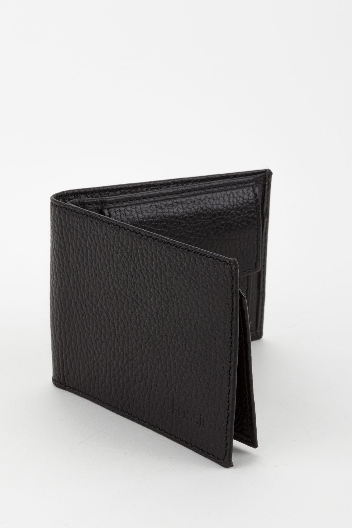 Fossil-Boxed Genuine Leather Horizontal Black Small Size Men's Hand Portfolio Wallet 4