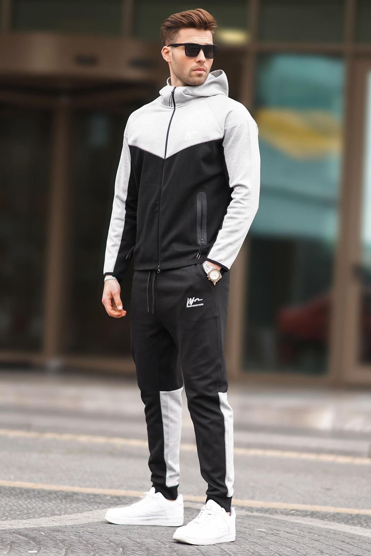 Madmext-Men's Hooded Black Tracksuit Set - 7202 2