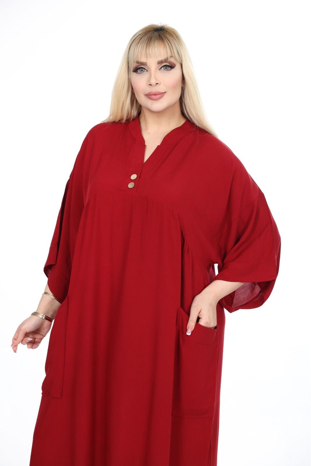 mervemoda-فستان نسائي منسوج مقاس كبير 7