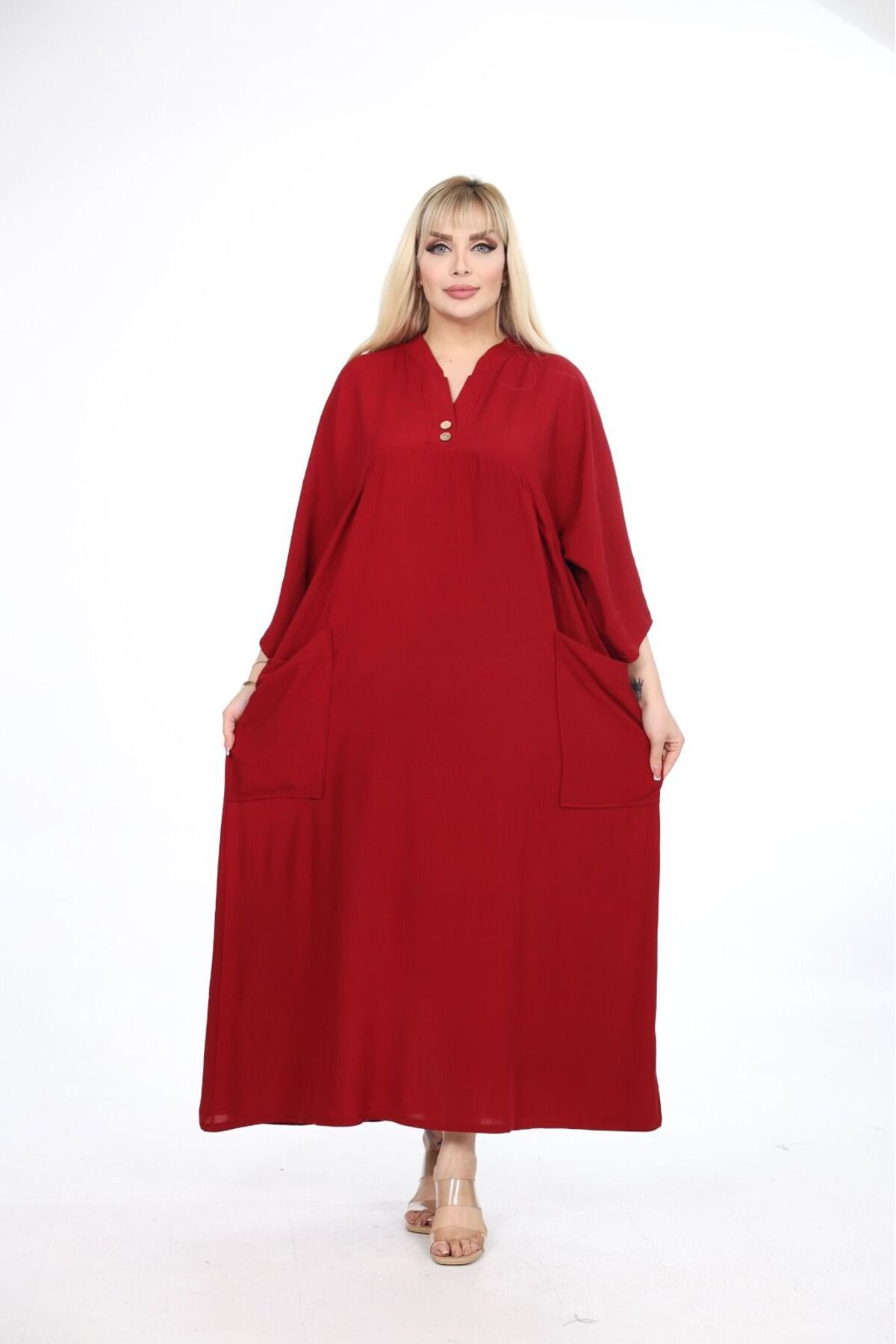 mervemoda-فستان نسائي منسوج مقاس كبير 8