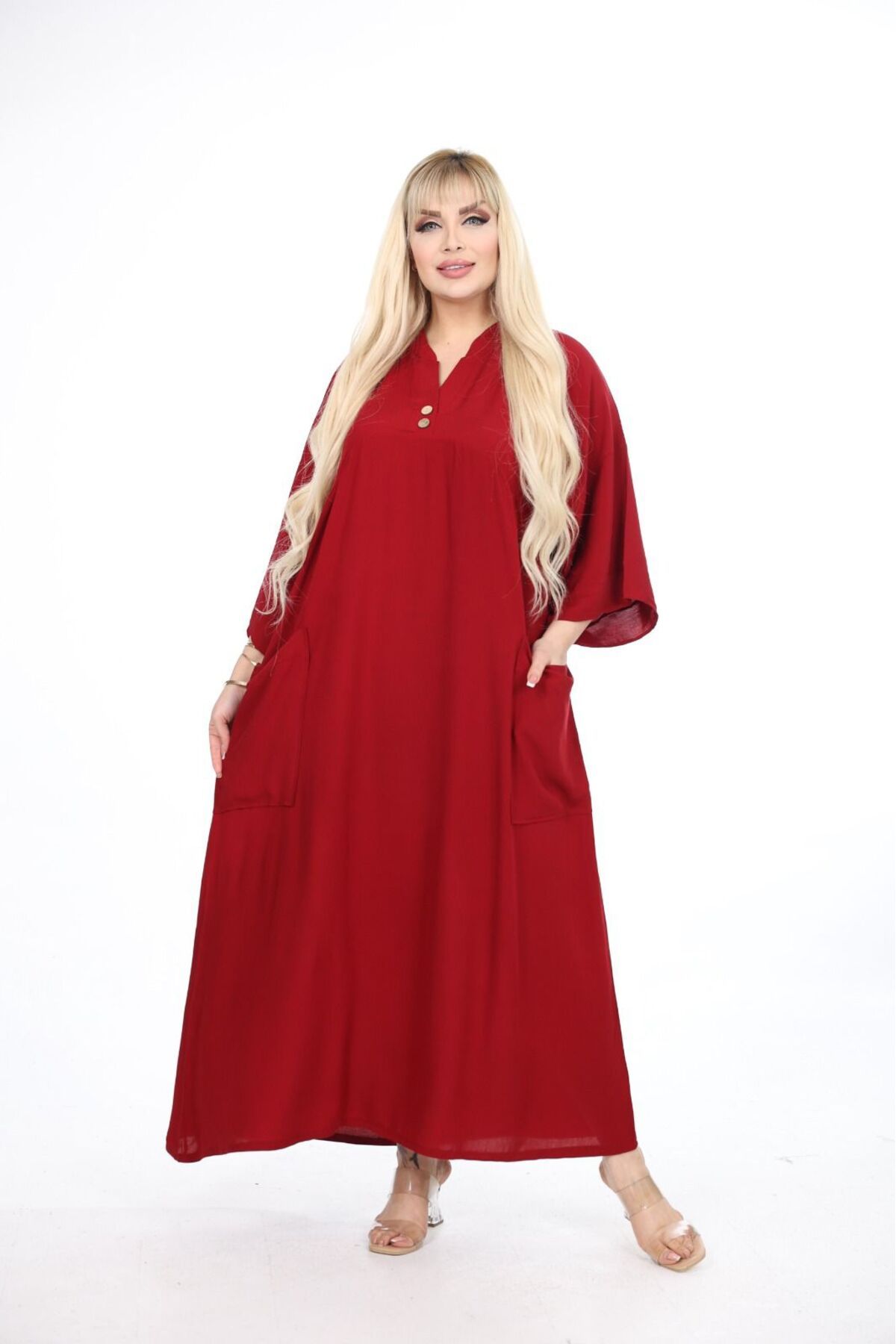 mervemoda-فستان نسائي منسوج مقاس كبير 6