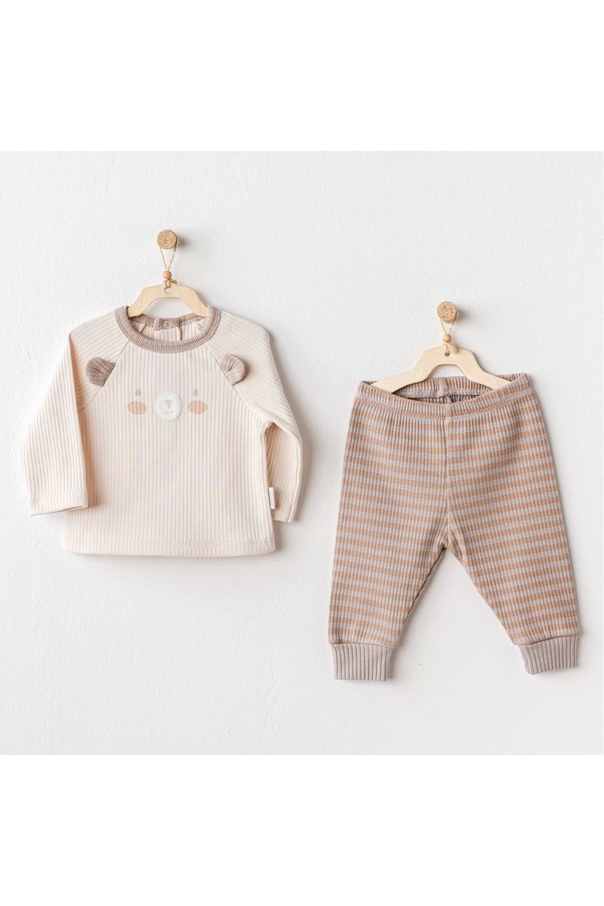 feminight-Bear Time - Light Beige 2-Piece Baby Set 1