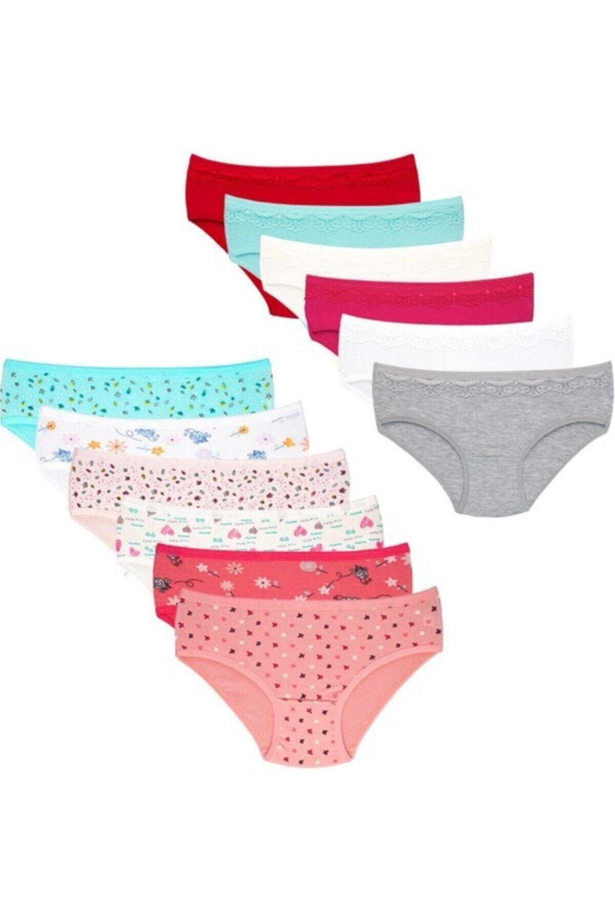 Pardon 12'Li Pamuklu Penye Kız Çocuk Bikini Külot