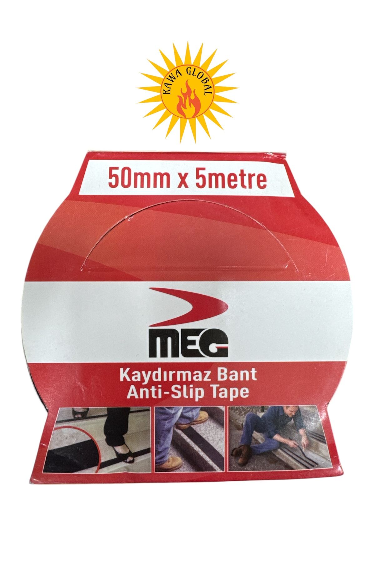 Meg Kaydırmaz Bant 50mm x 5 Metre Yapışkanlı Merdiven Zemin Kaymaz Bant