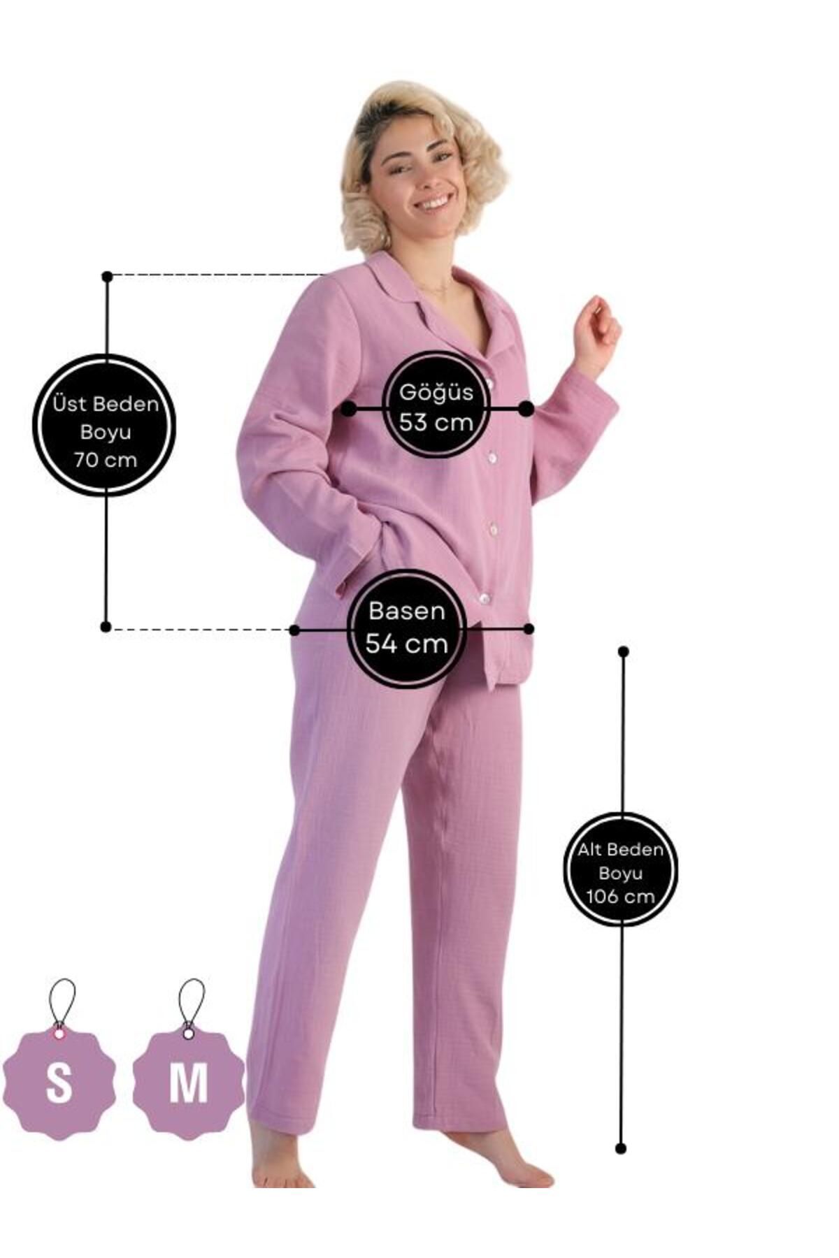 DALİSA-Set pijamale de damă din muselină - guler cu nasturi 2