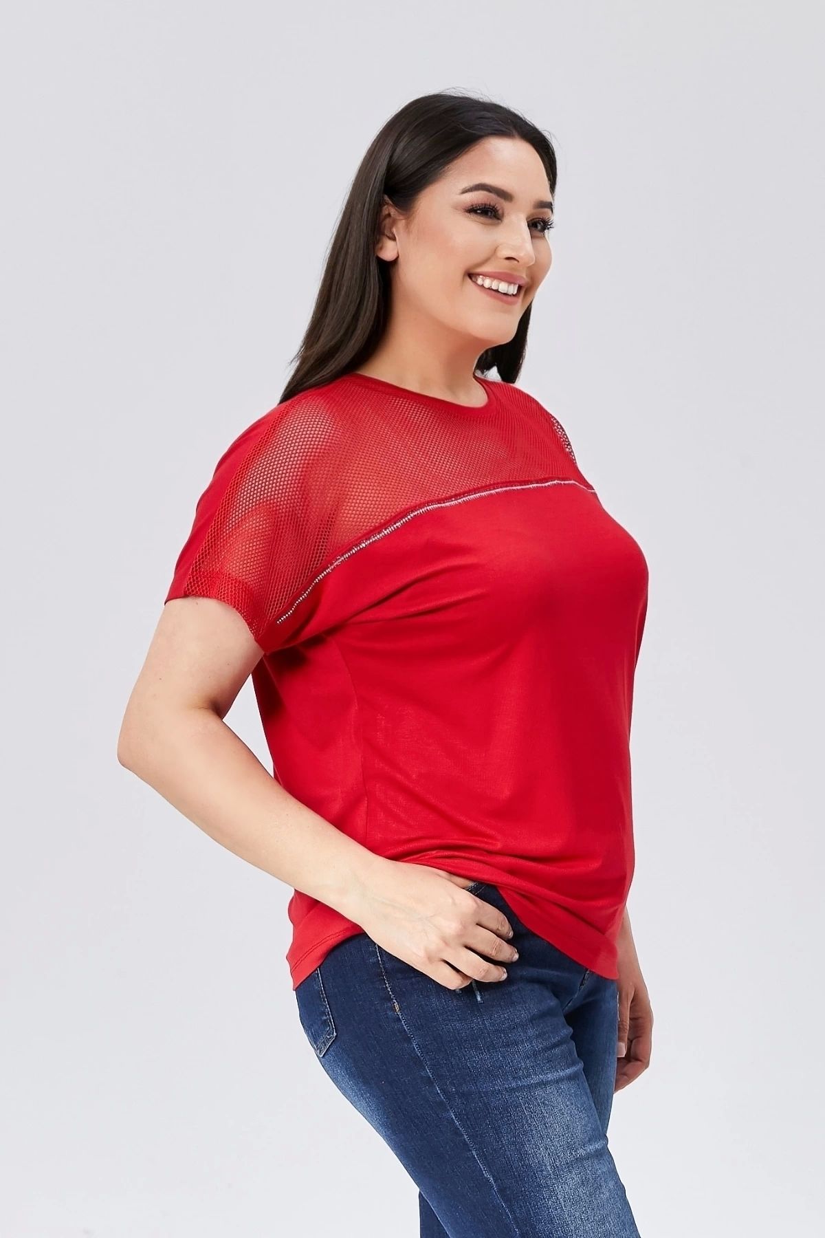 aytemas-Stone Detailed Mesh Garnished Blouse 2