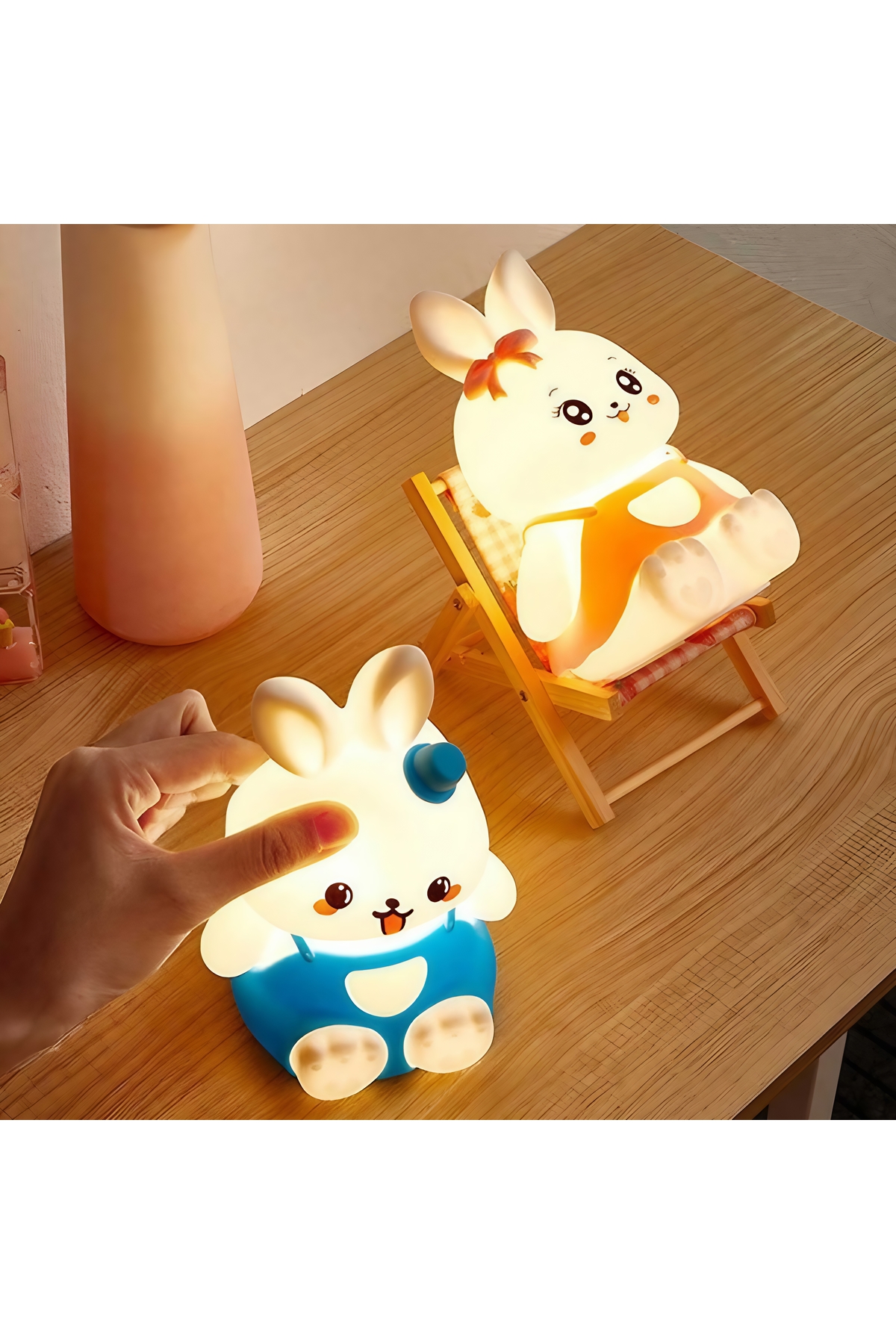 CUTTY LAMP Sevimli Tavşan Şekilli Yumuşak Dokunmatik Çocuk Bebek Odası Hediye Oyuncak Gece Lambası fotoğrafı 4 (önizleme)