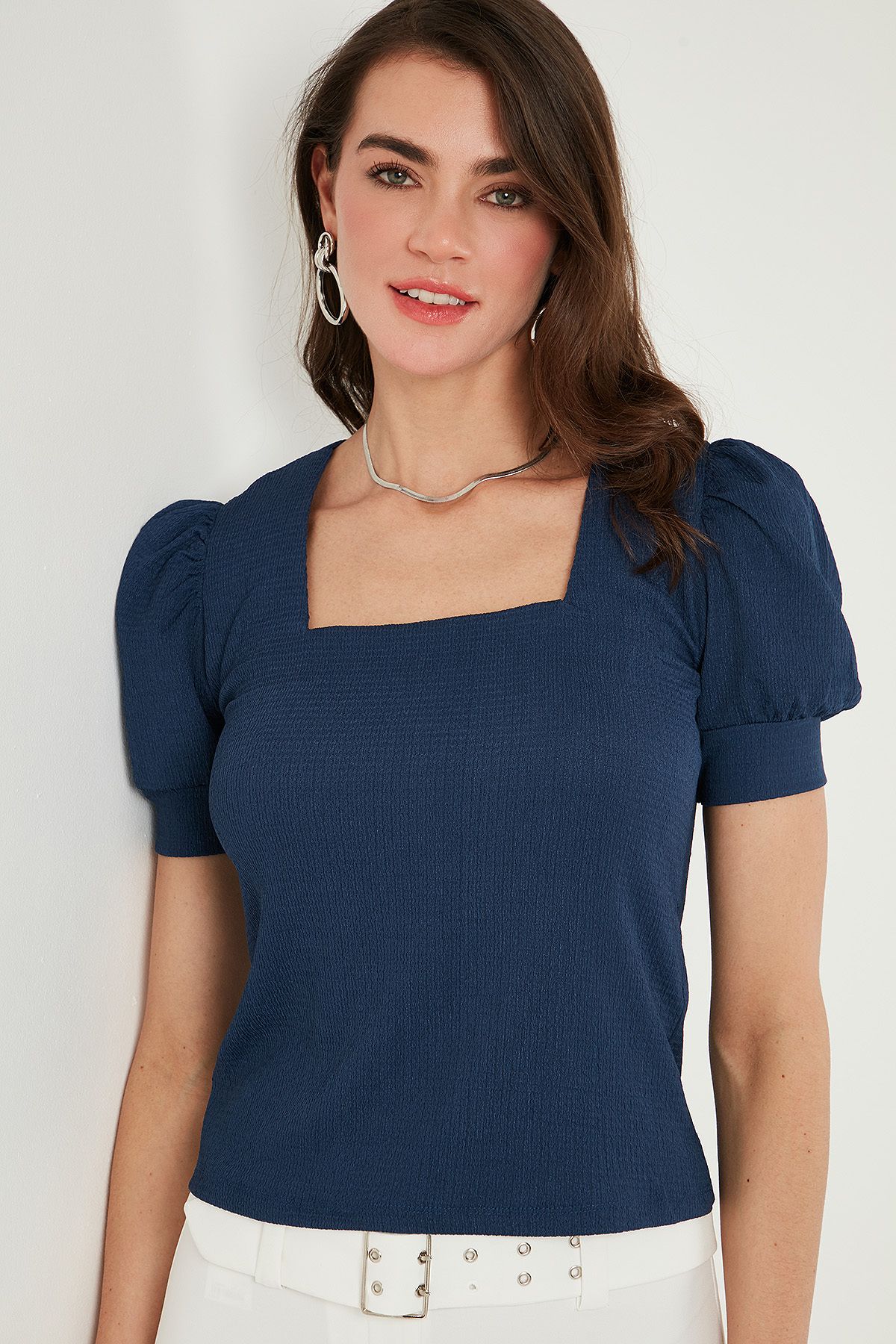 Lela-Sleeve Detailed Square Neck Blouse Bluz 5869002 4