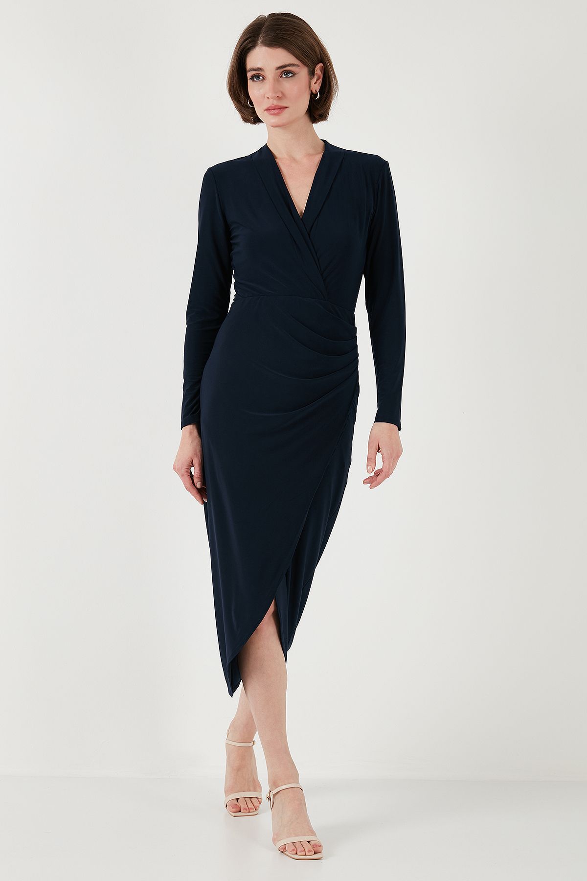 Lela-Double Breasted Collar Slit Drape Detailed Midi Dress DRESS 611EL1769 3