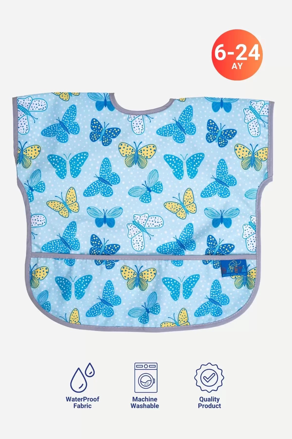 Shop58 Butterfly Kolsuz Sıvı Geçirmez Aktivite Ve Mama Önlüğü 6-24 Ay