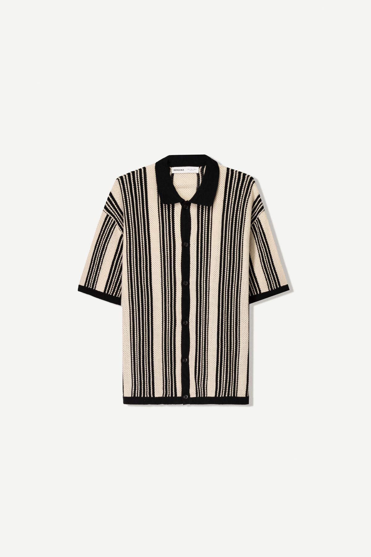 Bershka-Striped textured short sleeve shirt 1