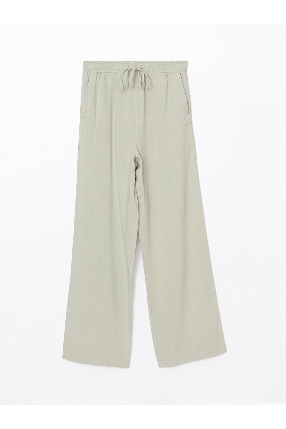 LC Waikiki-Women's Linen Blended Pants with Elastic Waist 5