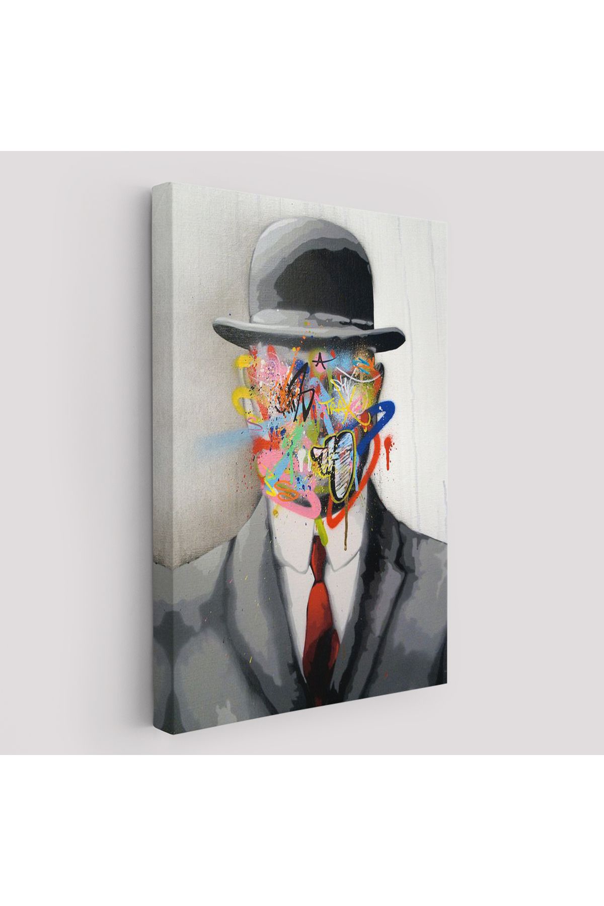 Anılfashion Rene Magritte Ünlü Resim “İnsanın Oğlu” Graffiti Pop Art Tablosu-6316