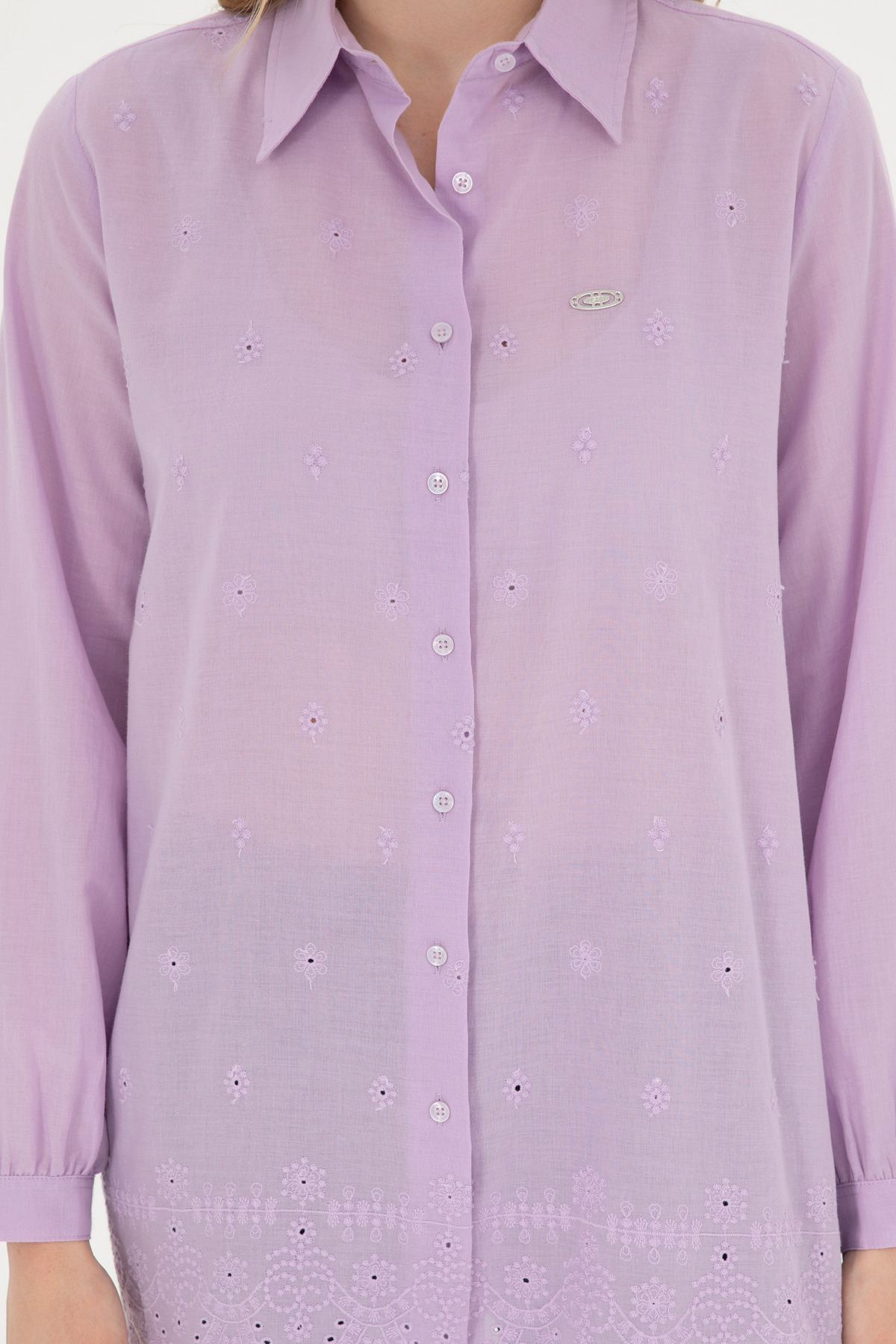 U.S. Polo Assn.  Kadın Lila Uzun Kollu Gömlek 50283612-VR034 - Görsel 6