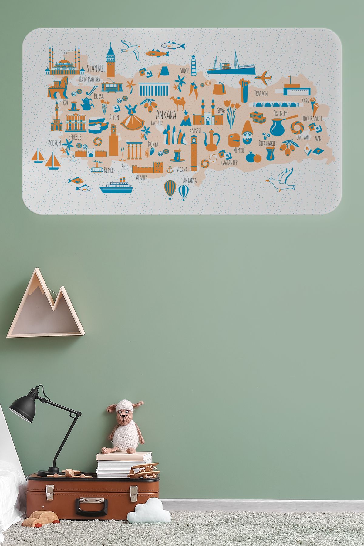 Haye Collection Eğitici ve Öğretici Cocuk Odası Türkiye Haritası Duvar Sticker-60x105-3875