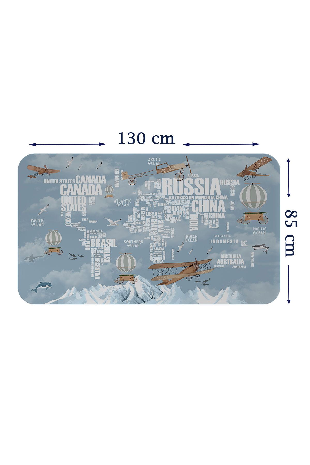 Haye Collection Ülke Adlı Eğitici Dünya Haritası Dünya Atlası Çocuk ve Bebek Odası Duvar Sticker-85x130-3822