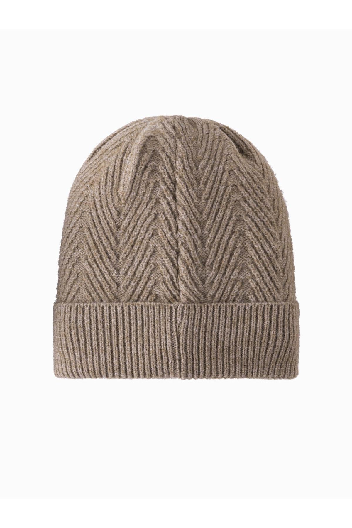 OMBRE-Herren-Strickmütze aus Pullovergewebe mit Aufnäher - Asche V6 OM-ACWH-0122 5