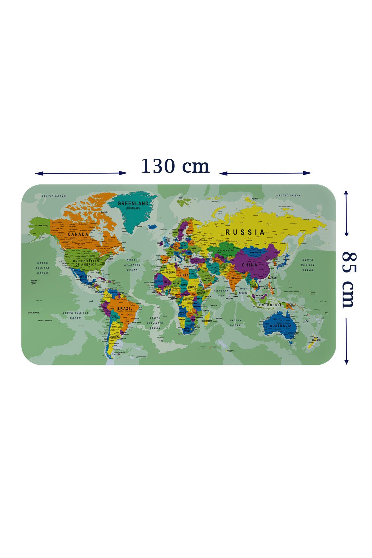 Haye Collection Eğitici Ülke ve Başkent Okyanus Detaylı Atlası Dünya Haritası Duvar Sticker-85x130-3835