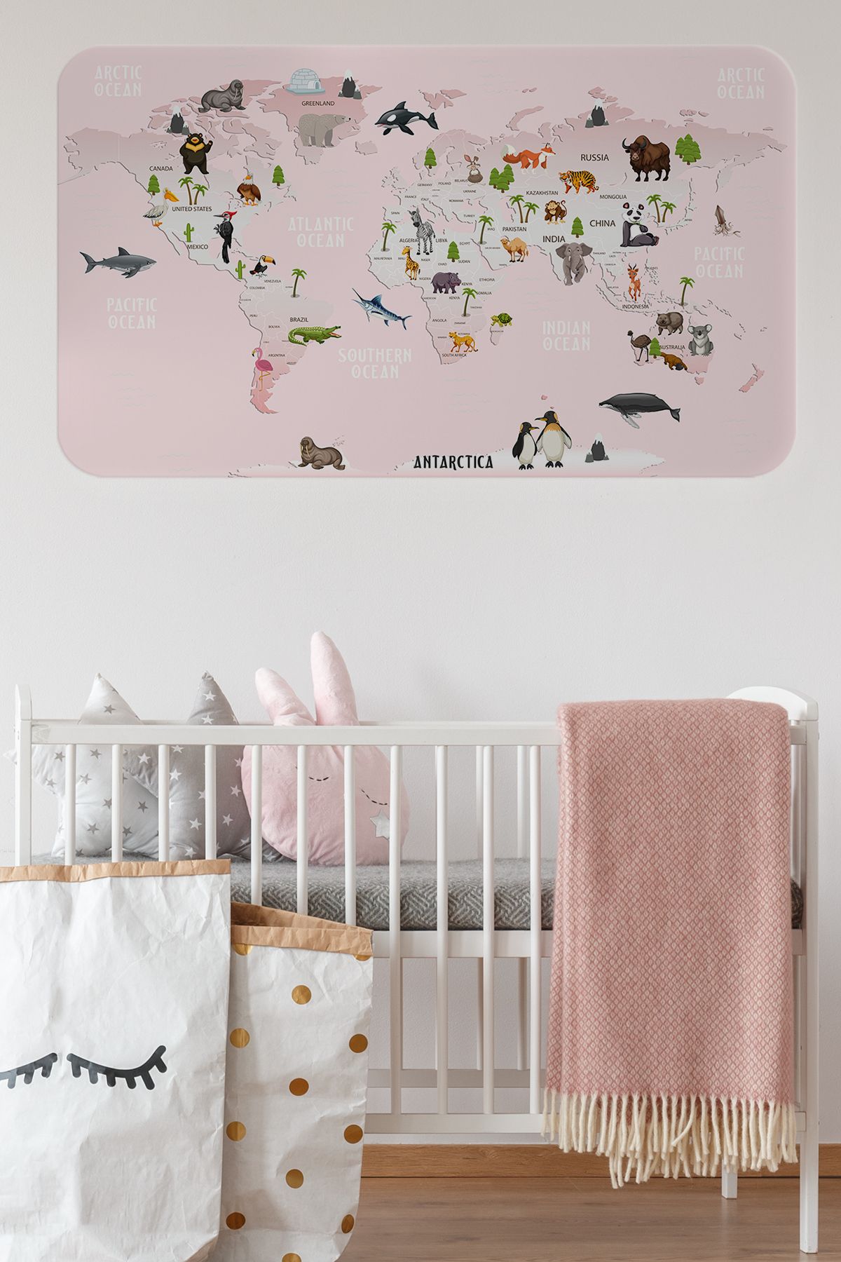 Haye Collection Eğitici Dünya Haritası Dünya Atlası Çocuk ve Bebek Odası Duvar Sticker-60x105-3795