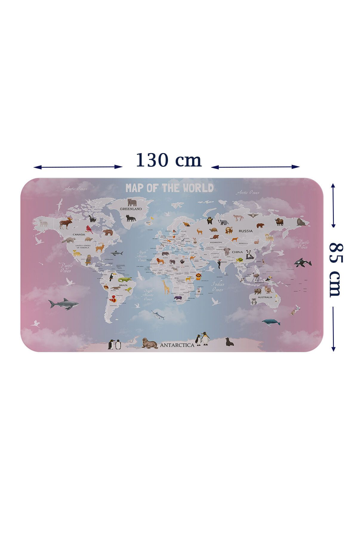 Atik Tasarım Eğitici Dünya Haritası Dünya Atlası Çocuk ve Bebek Odası Duvar Sticker-85x130-3801