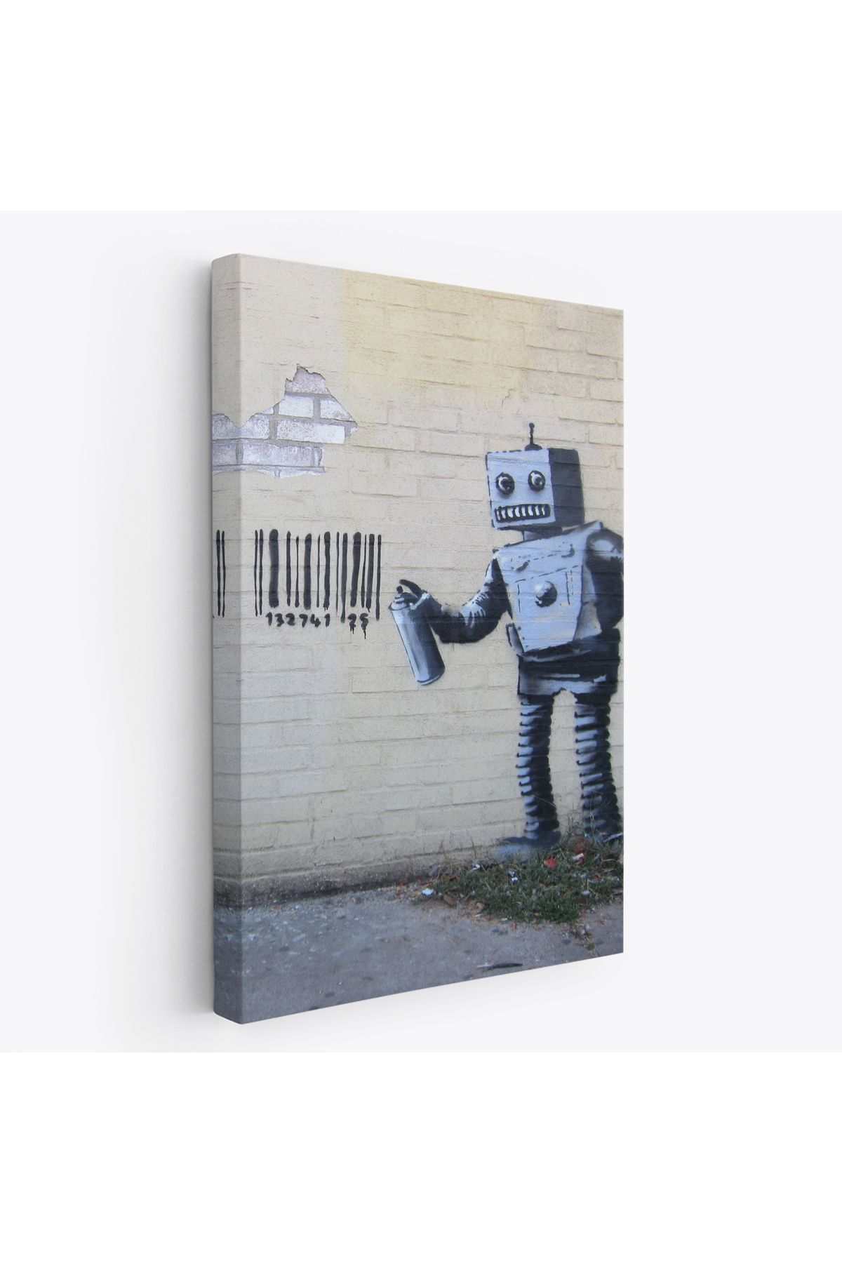 Doğal Bizden DB Banksy Graffiti Yapan Robot Kanvas Tablo-4966