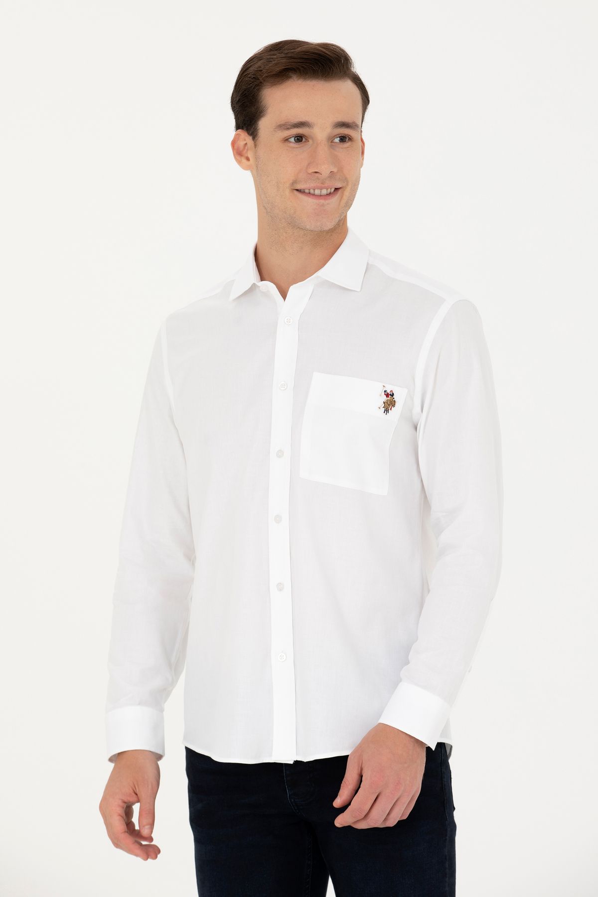 پیراهن آستین بلند مردانه سفید 50272412-VR013 U.S. Polo Assn.