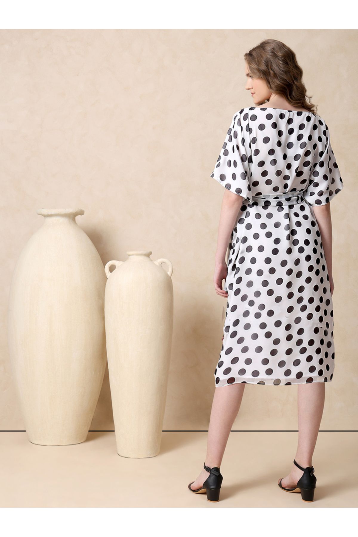 Mish By Styli-Polka Dot Print A-Line Midi Dress 5