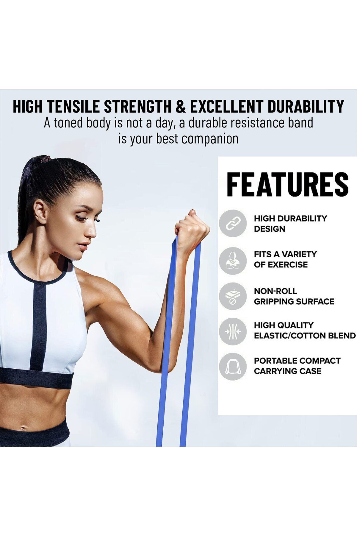 anythingbasic-Ab. Aerobic Heavy Resistance Band | Blue | Latex Rubber | For Yoga, Workout, Aerobics 5