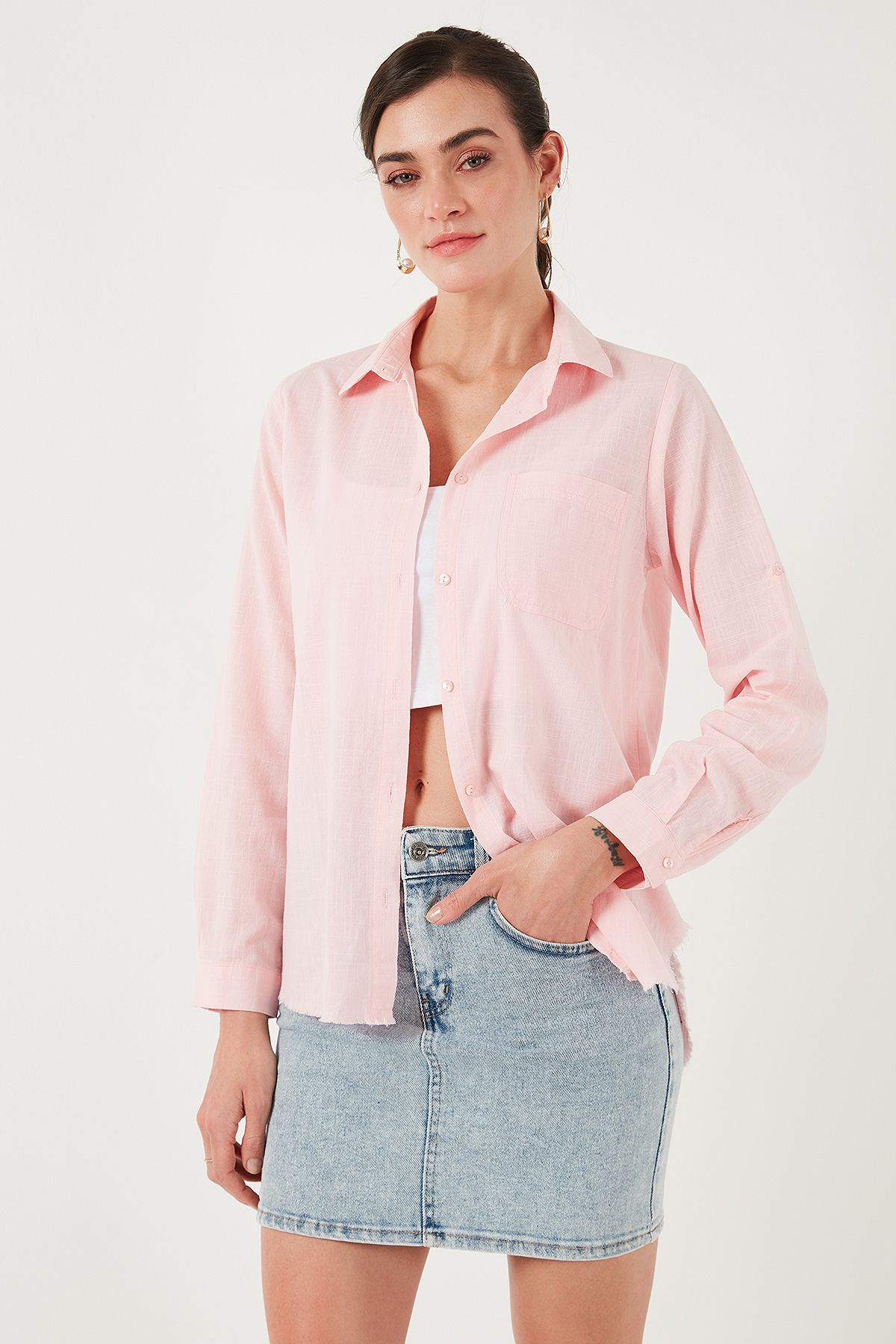Lela-Cotton Regular Fit Pocket Shirt Shirt Cf25S16992 4