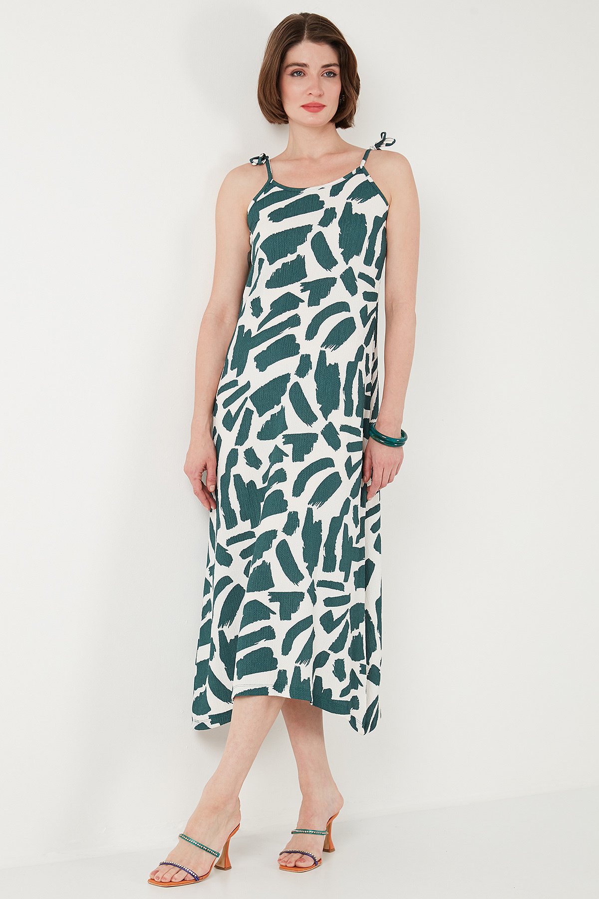 Lela-Print Midi Length Oversize Fit Tie Drawstring Crew Neck Dress Dress 5869009 3
