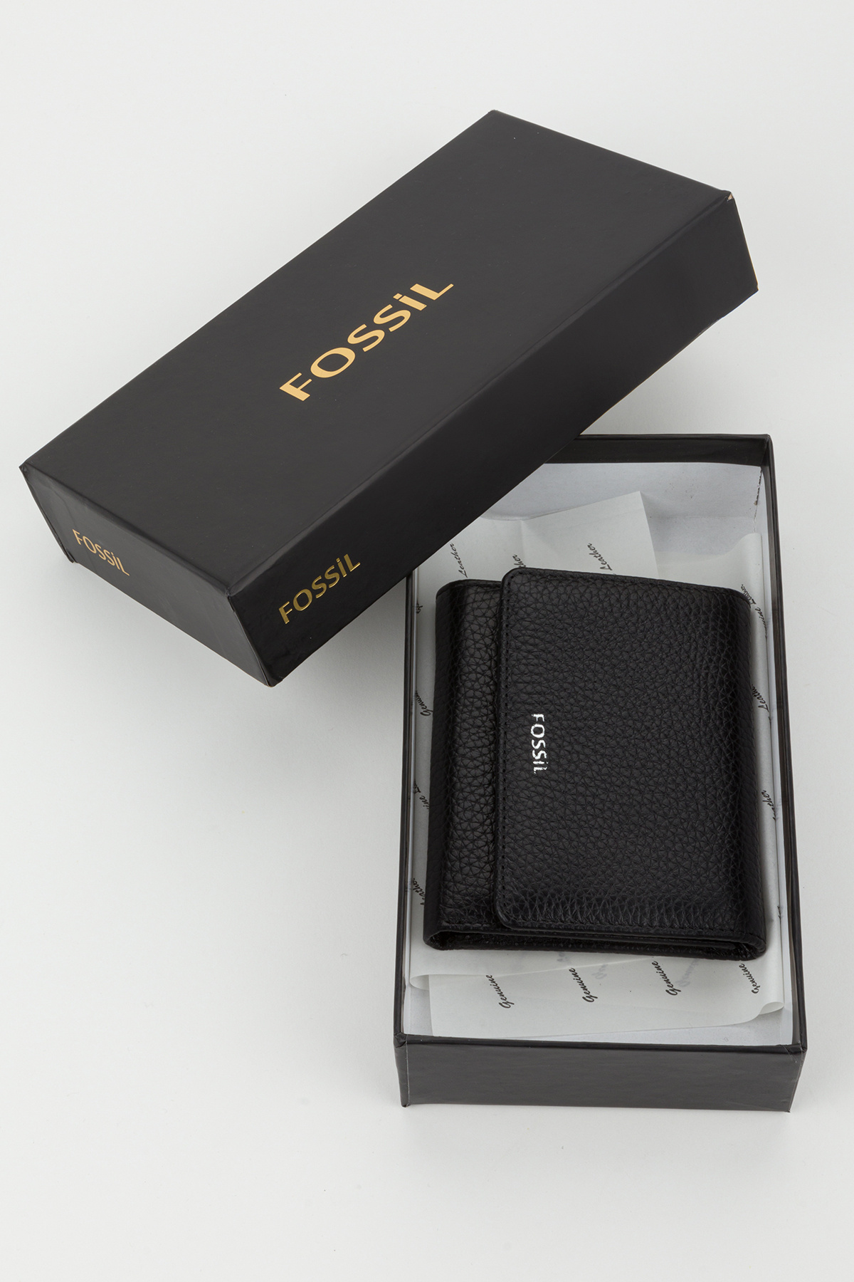 Fossil-Boxed Genuine Leather Black Women's Hand Portfolio Card Holder Wallet 8