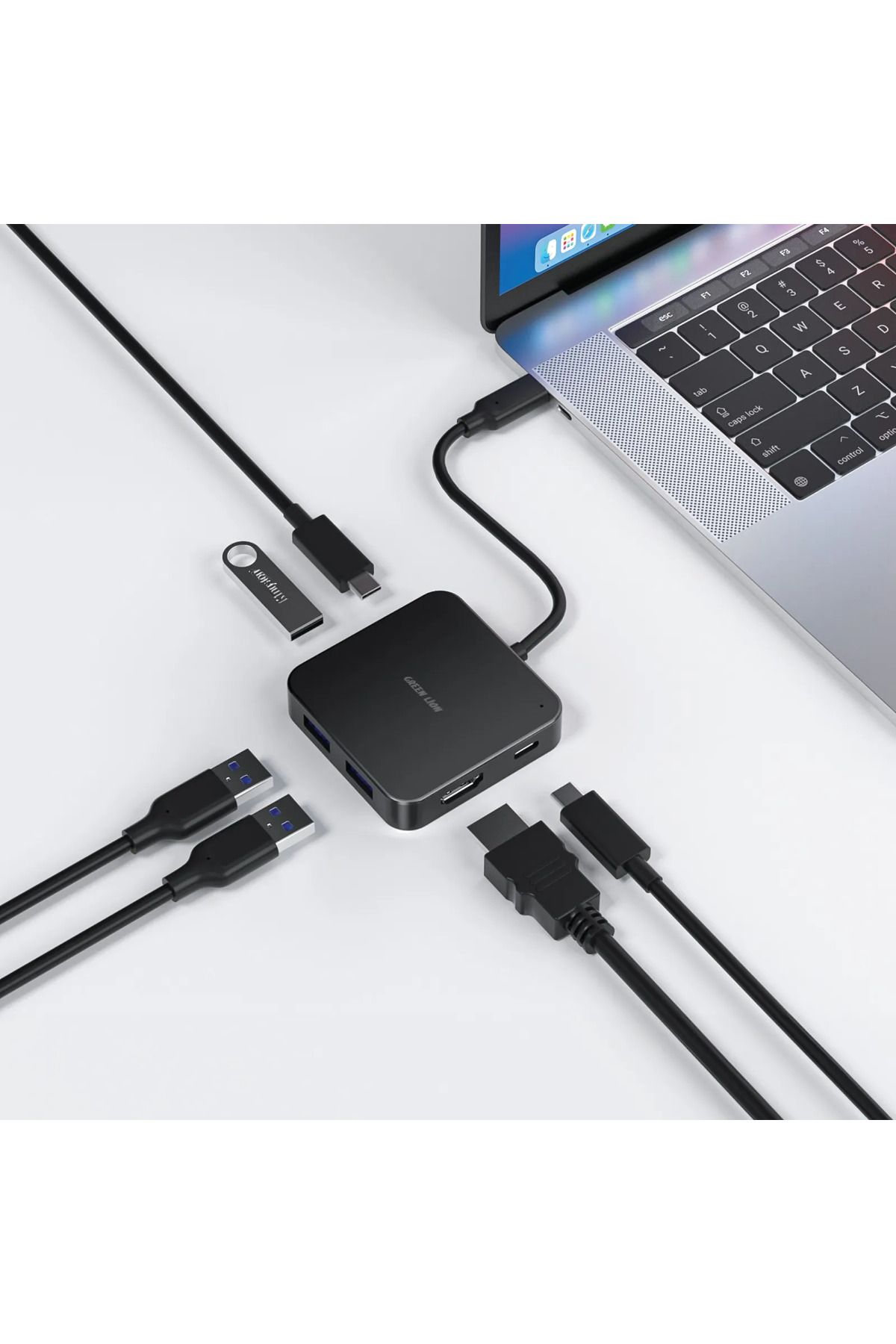 Green Lion-Ghb-7 7 In 1 Usb-C Hub - Black 2