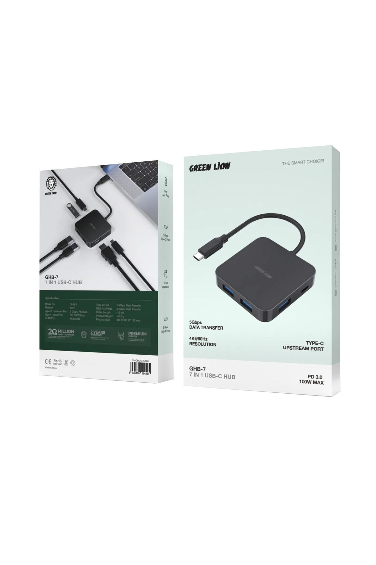 Green Lion-Ghb-7 7 In 1 Usb-C Hub - Black 3