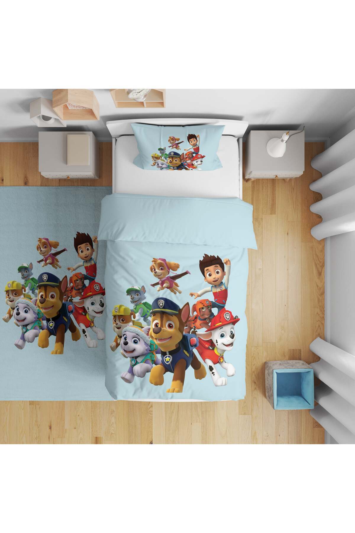 adenkahome İsme Özel, Paw Patrol Desen Tek Kişilik Nevresim Seti fotoğrafı 2 (önizleme)