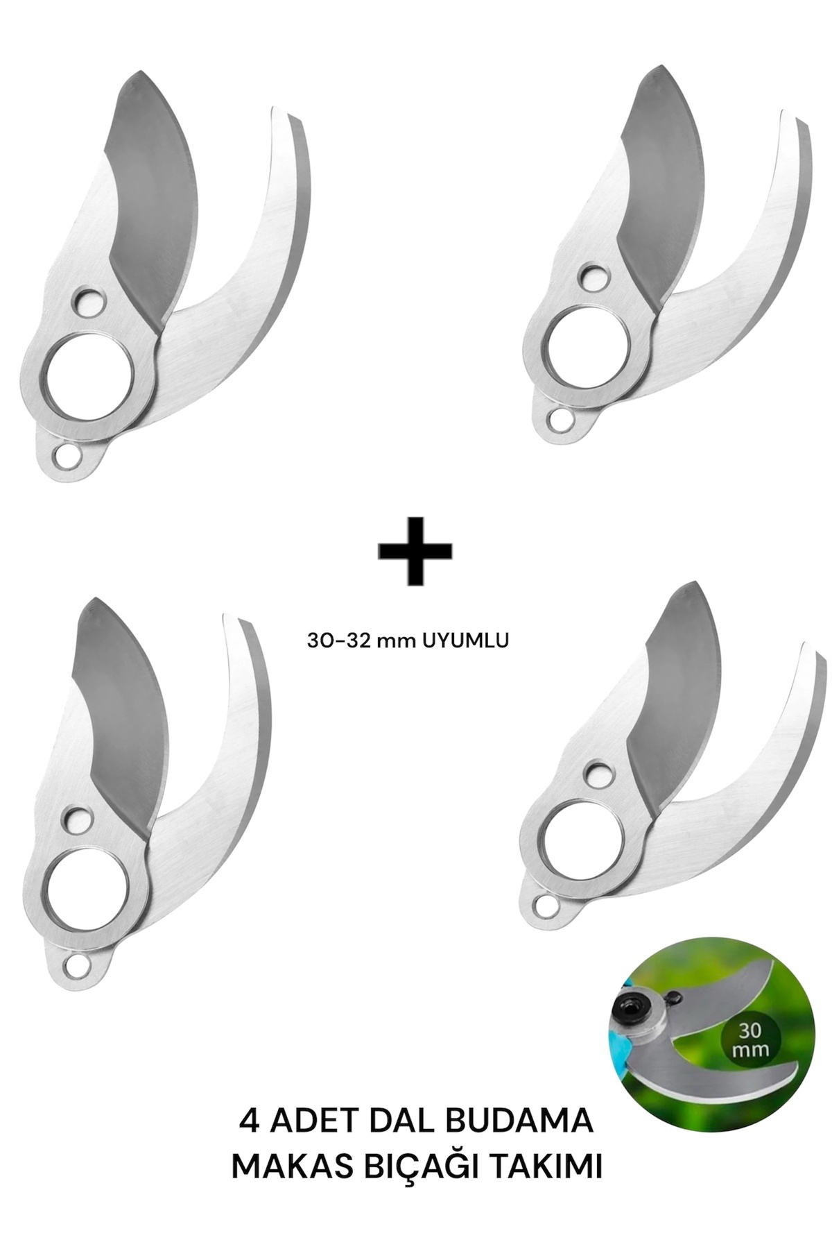 SCHUTZENGER 4 ADET ŞARJLI DAL BUDAMA BAĞ MAKASI 30-32 m UYUMLU ÇELİK PASLANMAZ BIÇAK TAKIMI