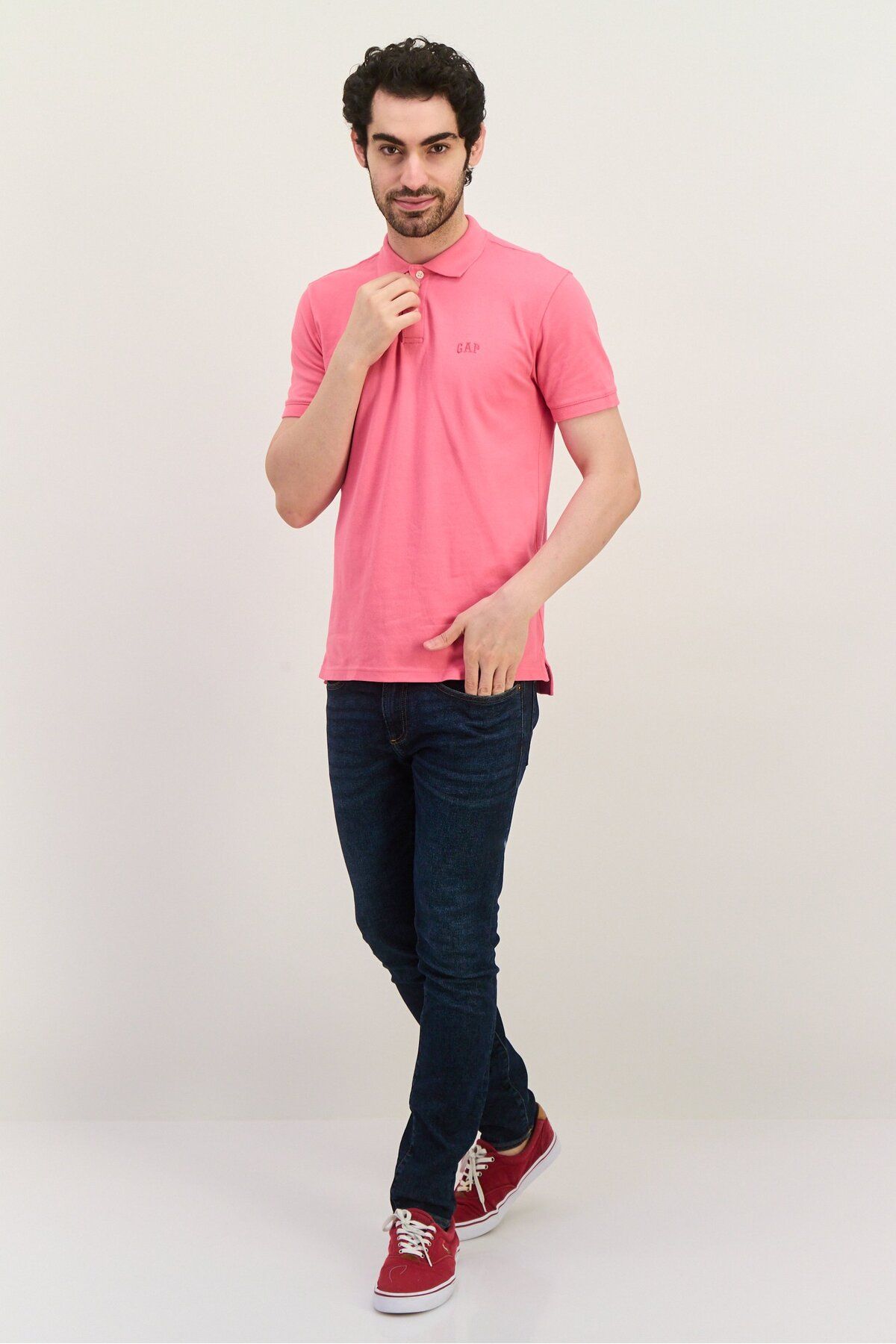 GAP-Men Regular Fit Embroidered Logo Short Sleeves Polo, Pink 4