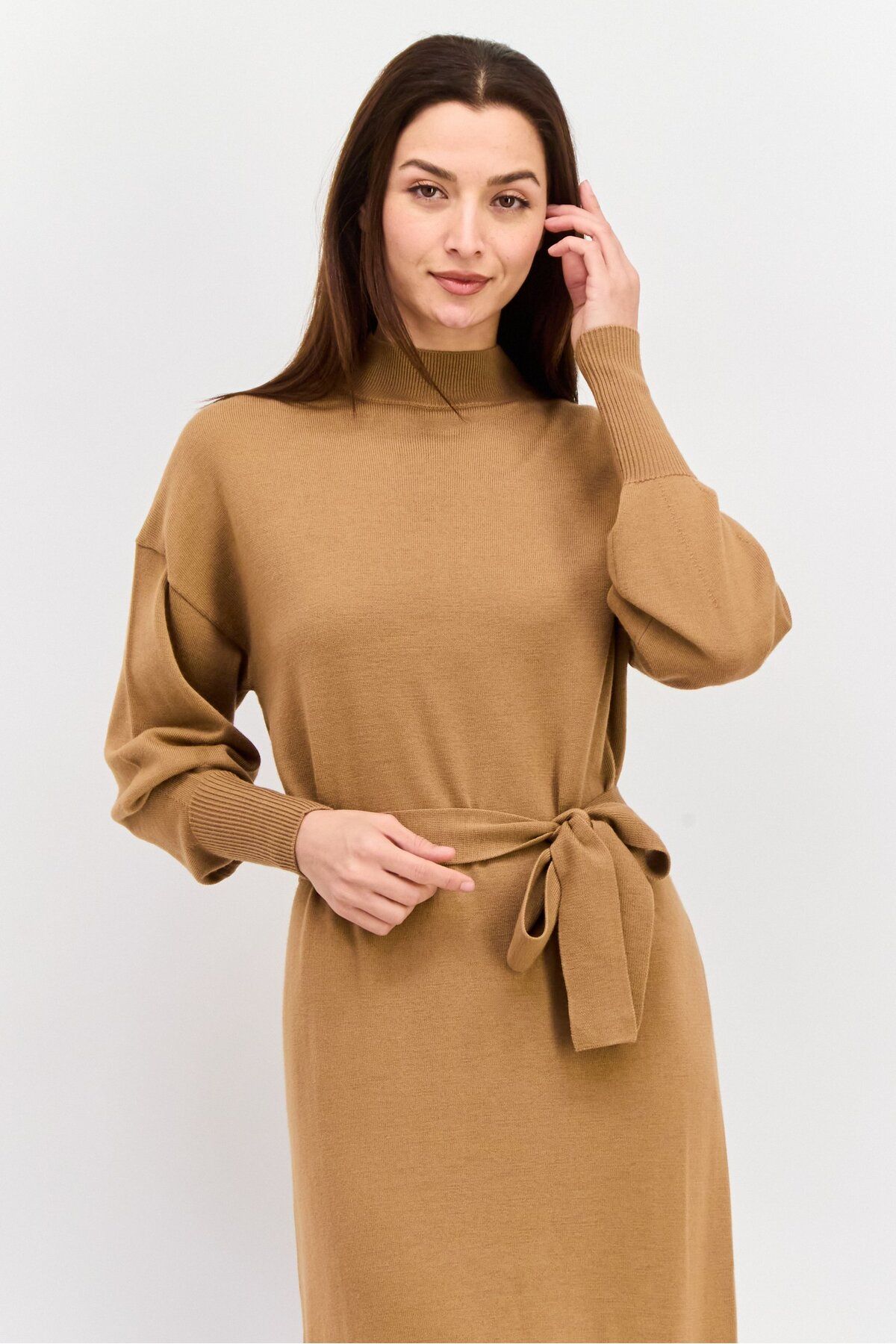 Hugo Boss-Women Plain Sweater Dress, Brown 2