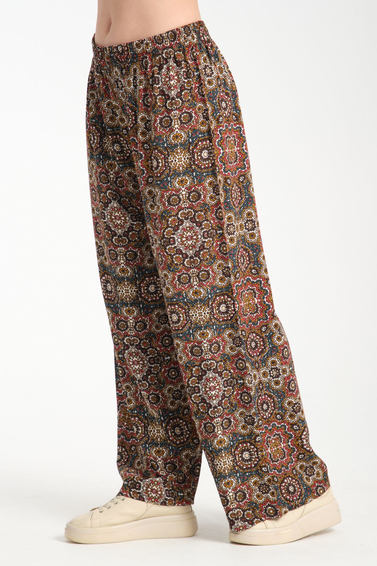 Rodi-Women's Patterned Draped Viscose Trousers 1062 3