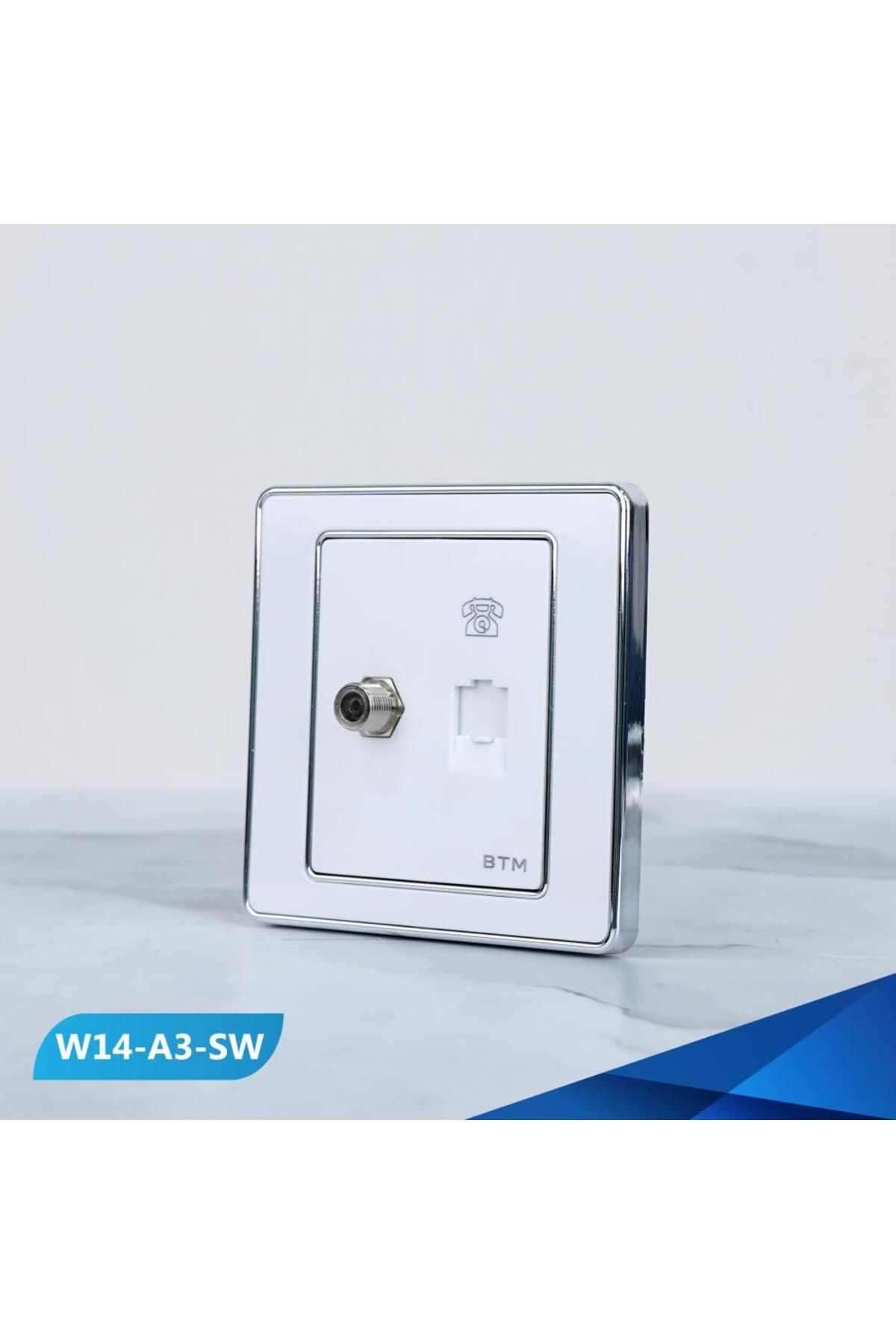 Btm-Telephone port and TV socket, white and silver -10 pieces 3