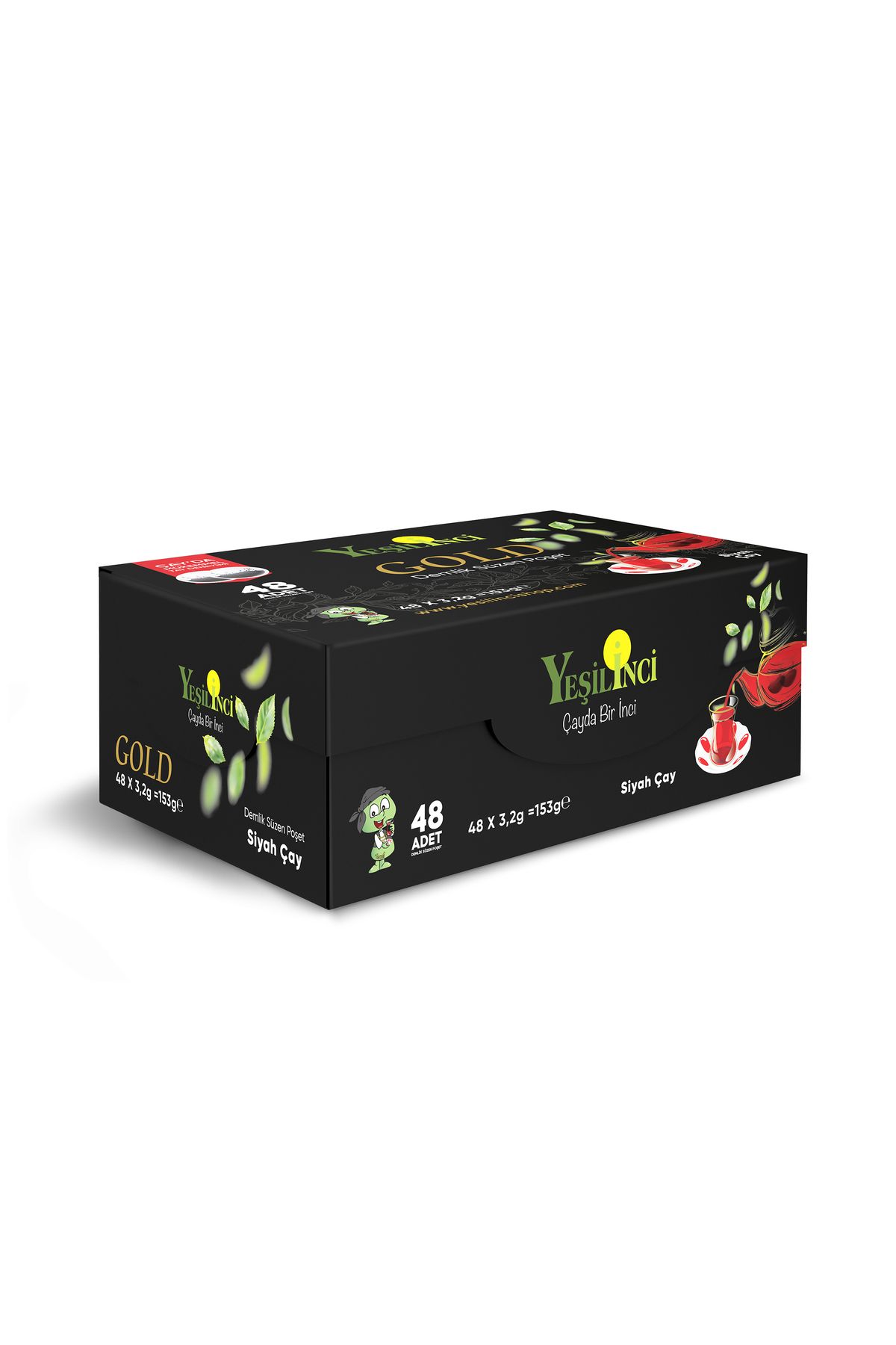 YEŞİLİNCİ ÇAY Gold Demlik Süzen Siyah Çay 48*3.2 gr X 5 Adet