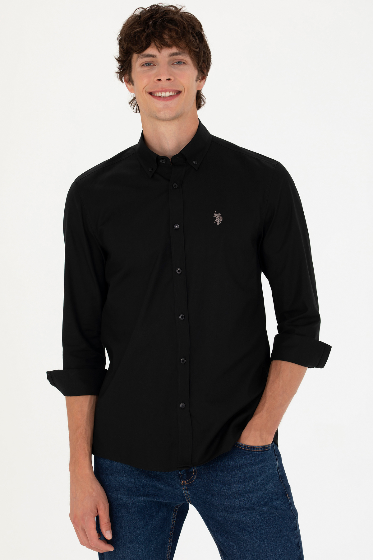 U.S. Polo Assn. Erkek Siyah Uzun Kollu Basic Gömlek 50271291-VR046 — مشکی 938267