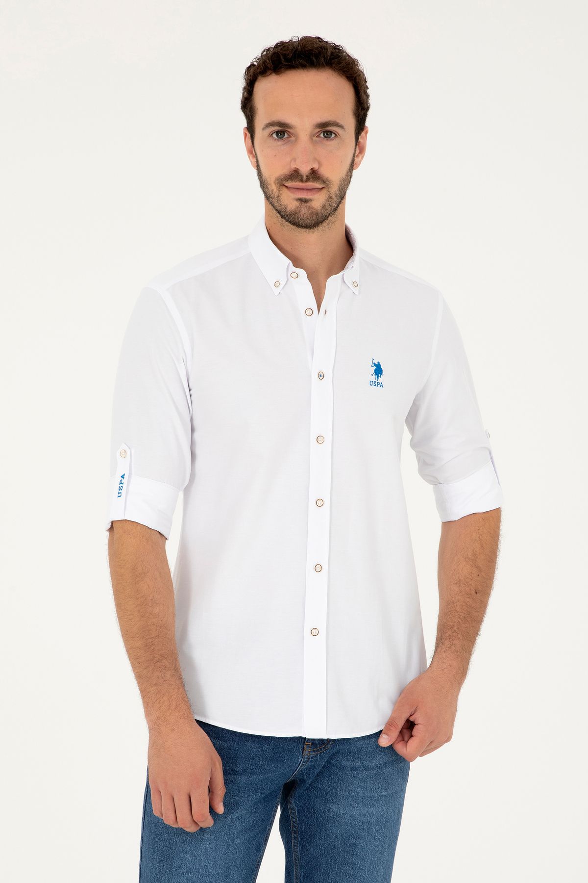 پیراهن آستین بلند مردانه ساکس 50288654-VR045 U.S. Polo Assn.