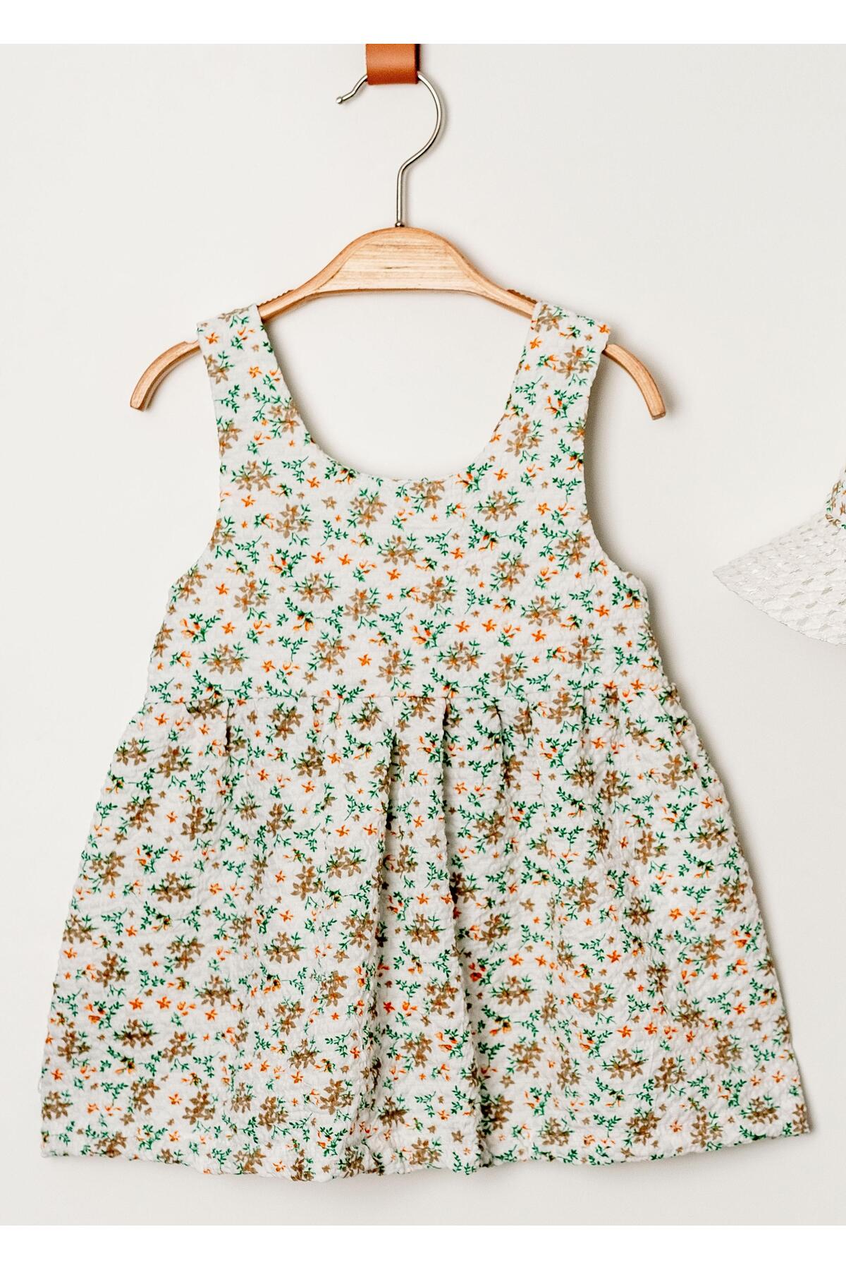 Chicsy Baby Tatlı Çilek Desenli Şapkalı Fiyonklu Kız Bebek Elbisesi fotoğrafı 3 (önizleme)