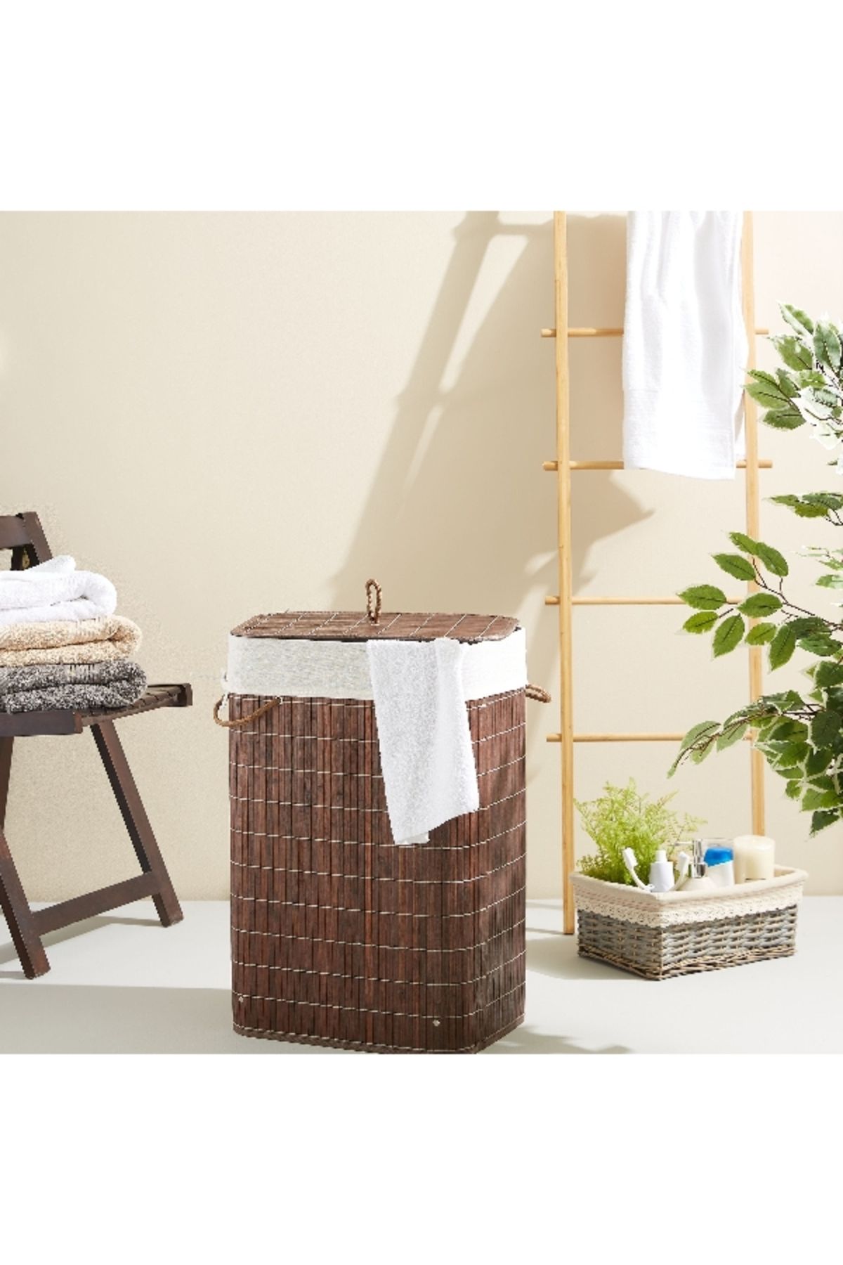 Home Box-Knock Down Rectangular Bamboo Laundry Basket 5