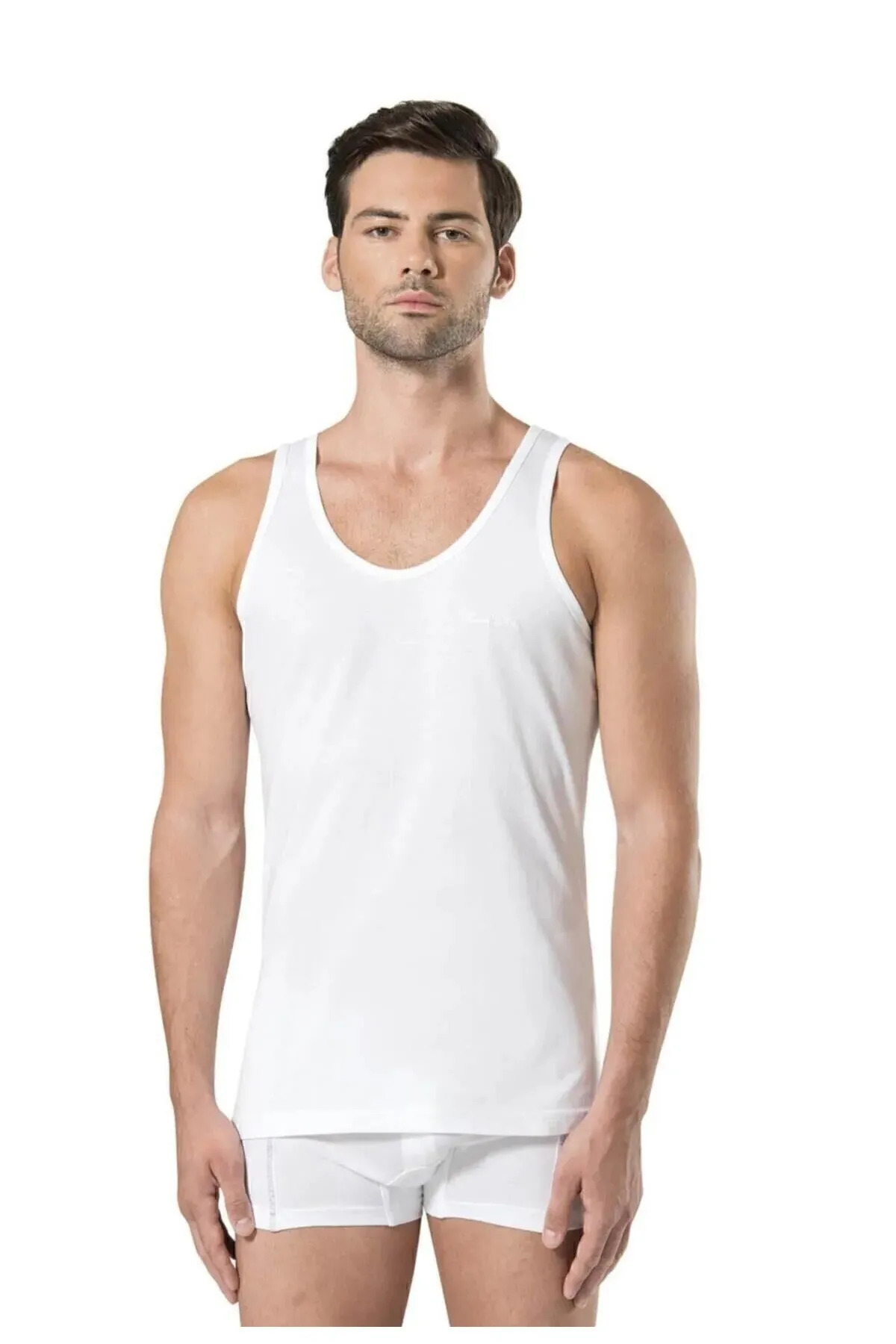 پیر کاردین زیرپیراهن سفید مردانه دو عددی نخی L1.PC.004.0A.12.13