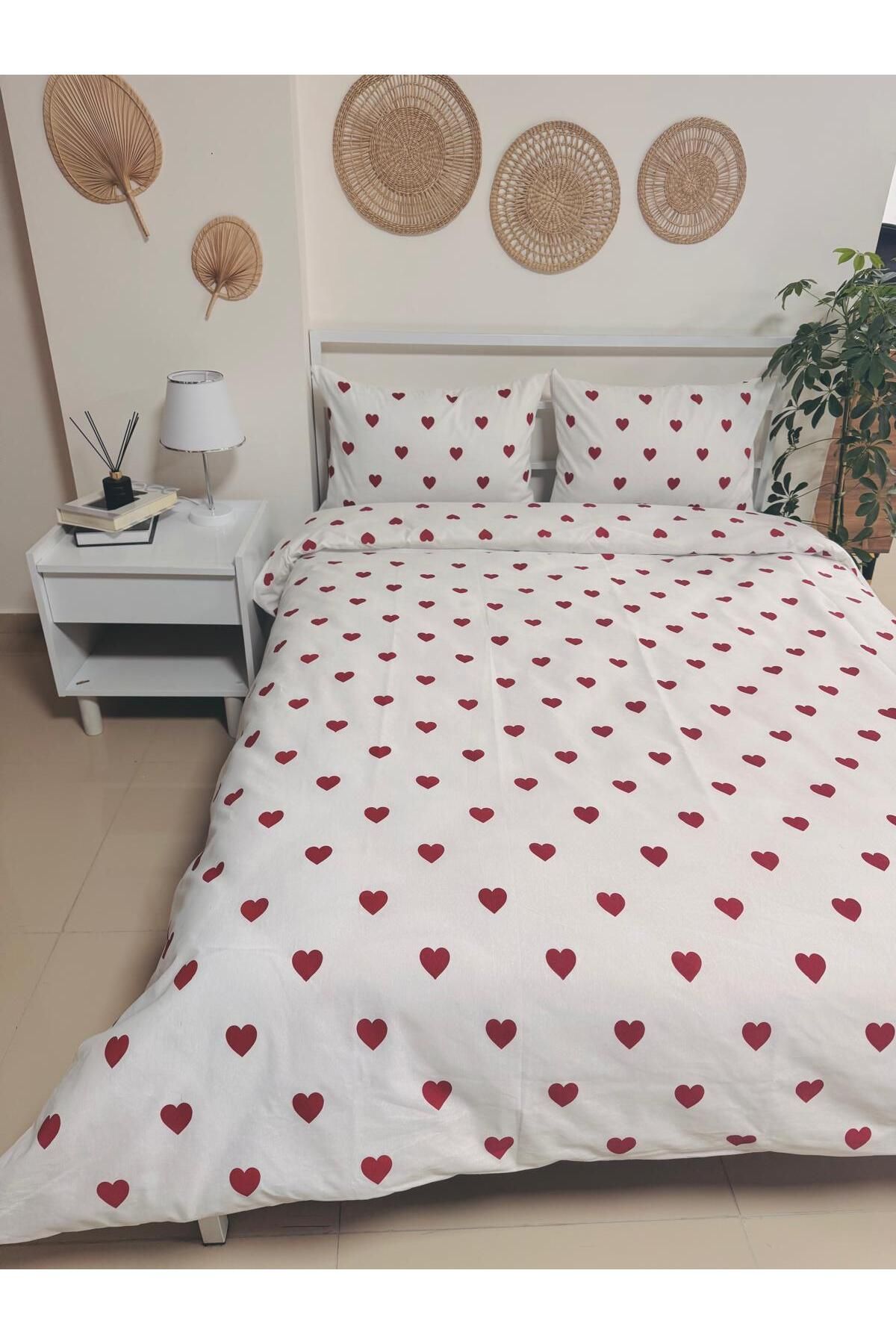 üntaş-Double Heart Patterned Duvet Cover Set 4