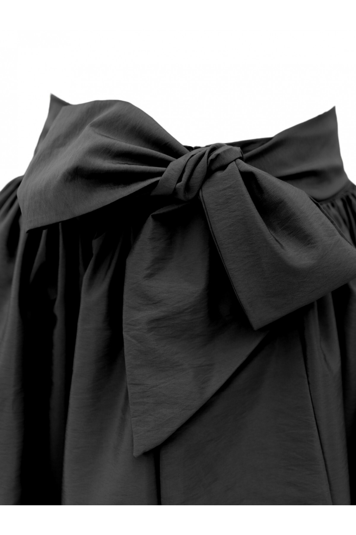 Modamorfo  Piliseli Kemerli Paraşüt Etek -siyah - Görsel 2