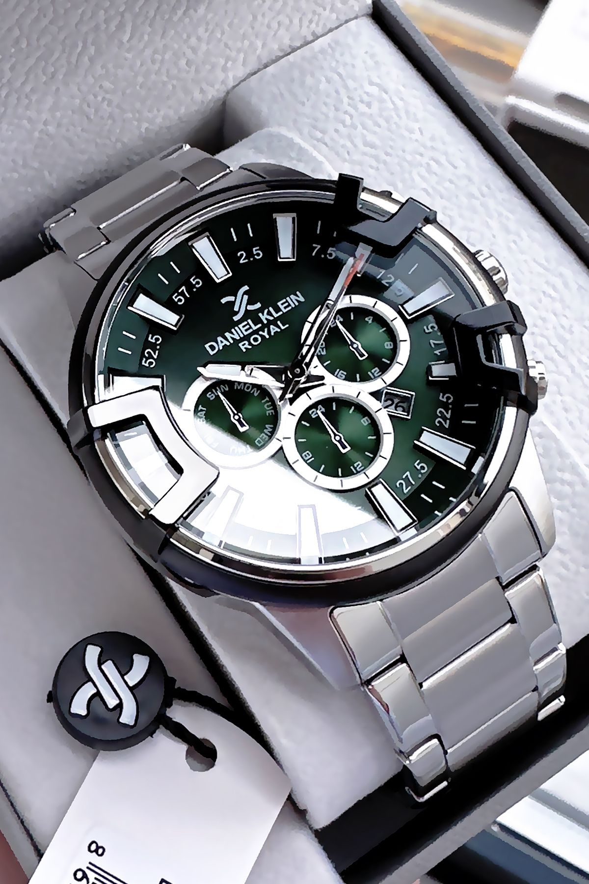 Daniel Klein-Premium Men's Wristwatch 3 Atm Waterproof Silver Color Steel Strap + Natural Stone Bracelet Cbk209 1