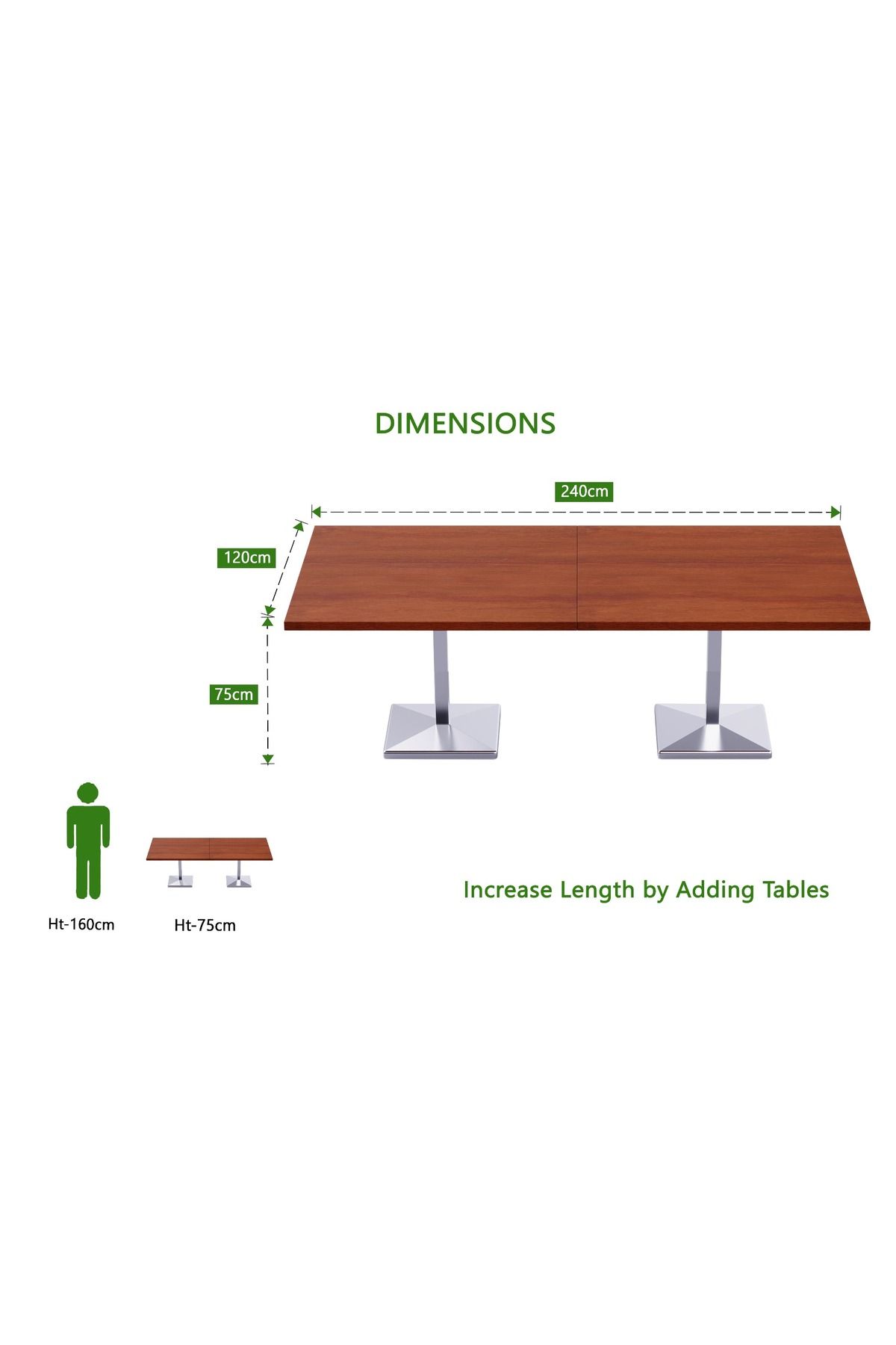 Mahmayi-Ristoran 500PE-240 8 Seater Square Modular Pantry Table - Apple Cherry 4