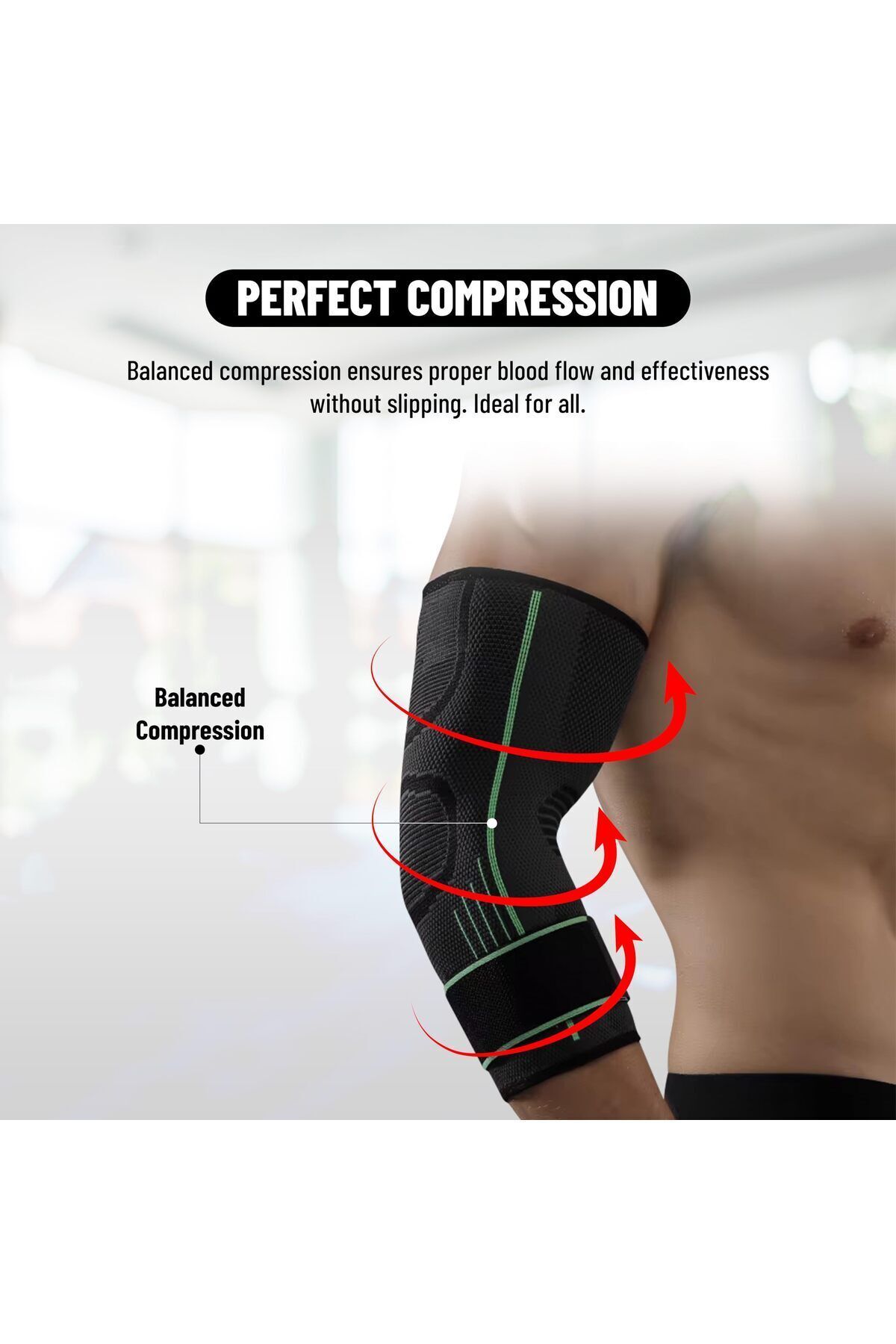 Endless-Elbow Brace Compression Sleeve With Adjustable Velcro Strap (single )|black|material: Neoprene 4